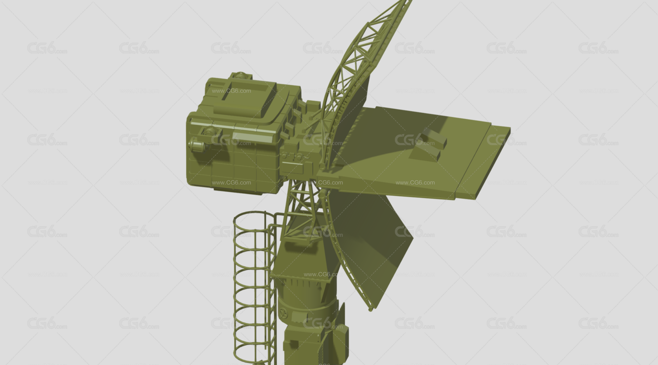 40V6MD蛤壳桅杆雷达 俄罗斯雷达车3D模型-5