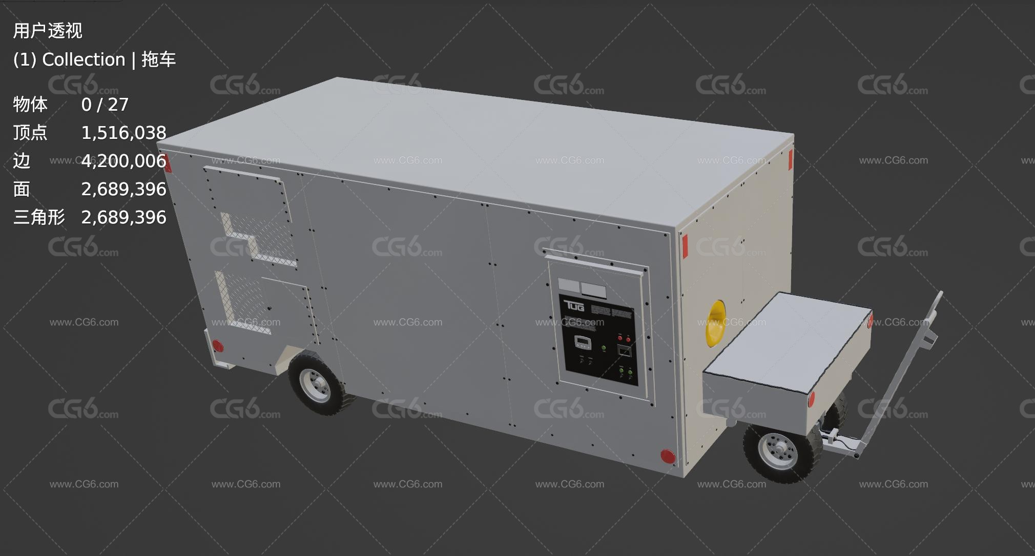 拖车 发电车 移动电车 货车 移动货箱3D模型-6