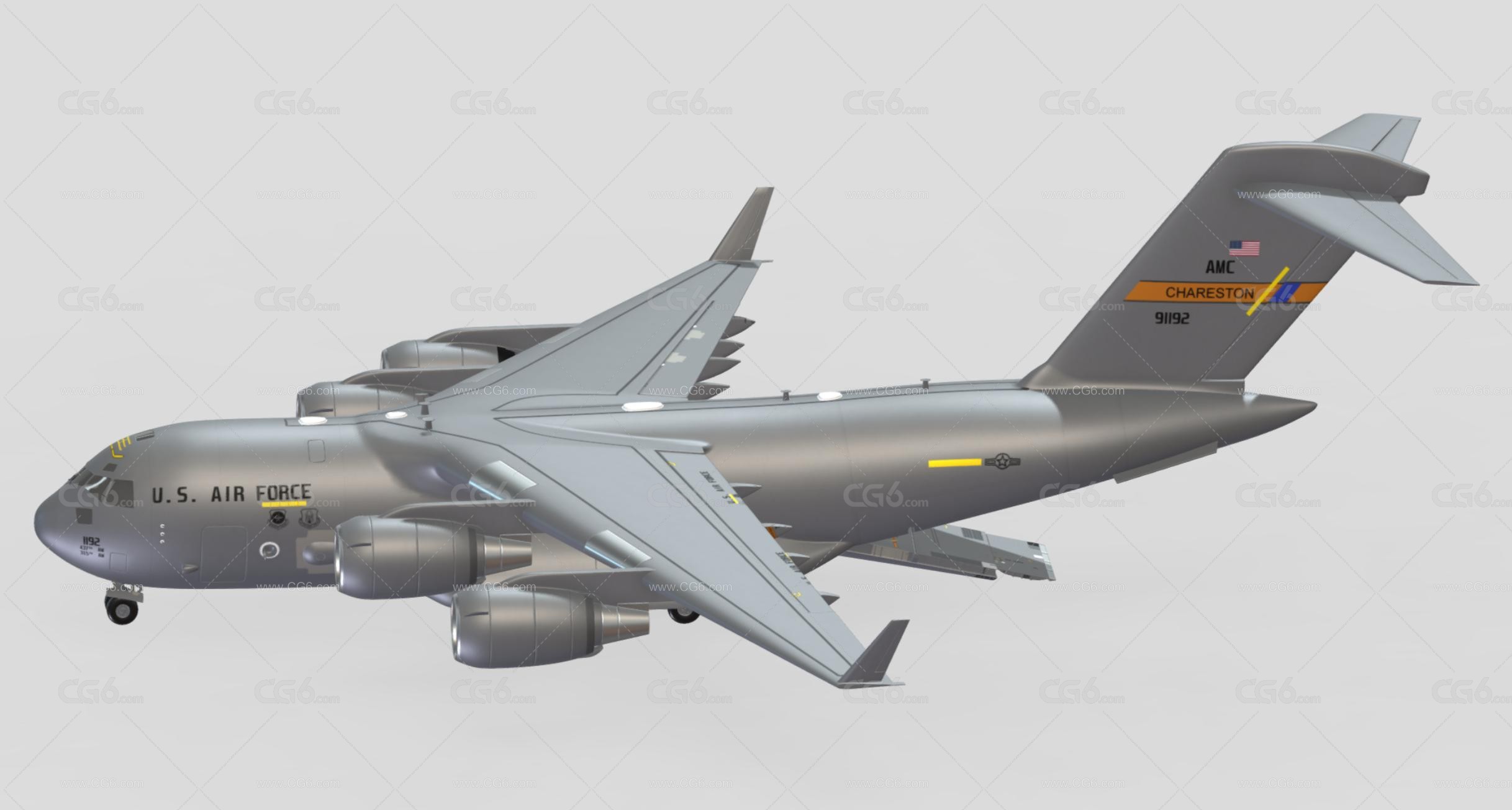 波音C-17环球霸王 III 大型军用运输机 C-17运输机 空中霸王 军用飞机3D模型-2