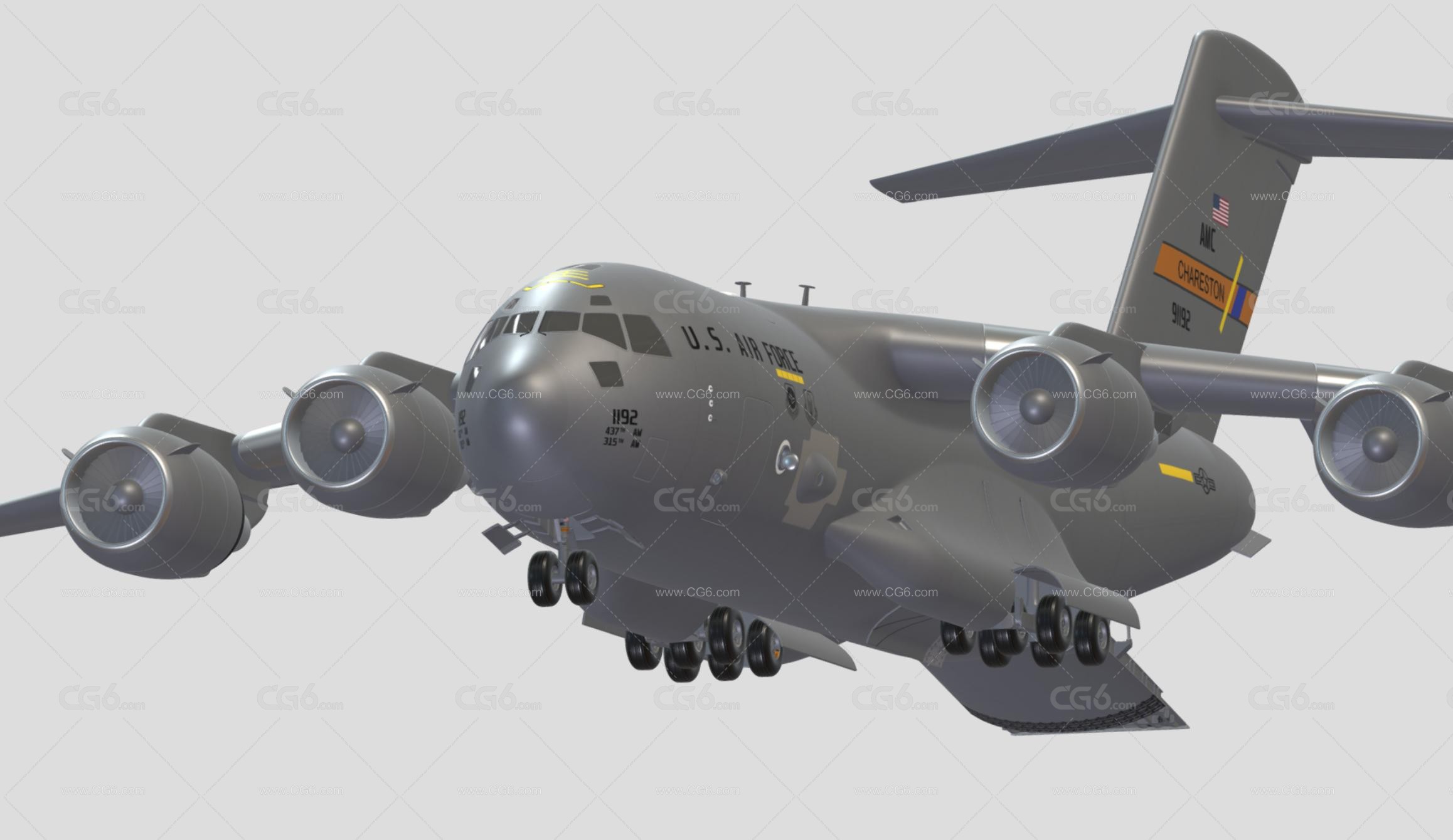 波音C-17环球霸王 III 大型军用运输机 C-17运输机 空中霸王 军用飞机3D模型-5