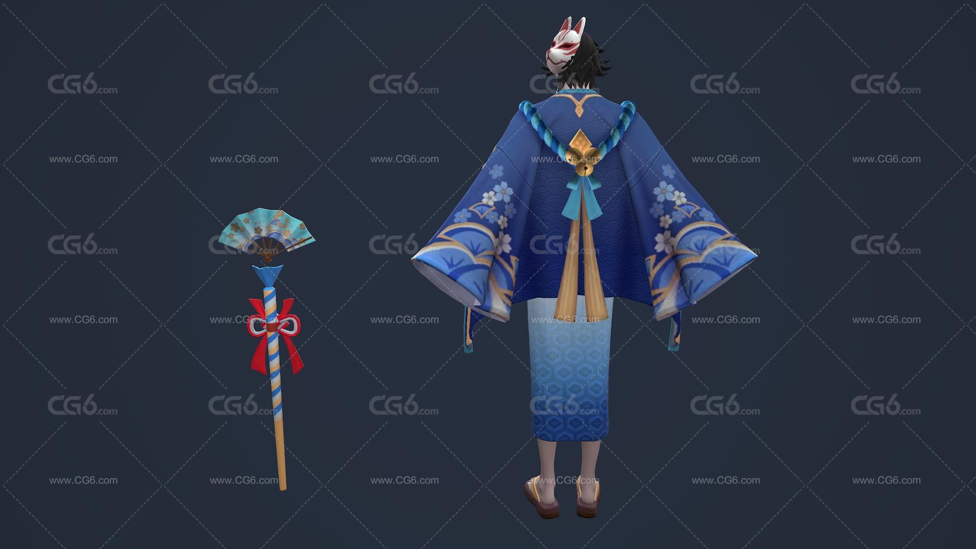 夏日火花魔法师 男祭司 大魔法师 阴阳师 武士 日本男法师 巫师 术士 医师3D模型-3