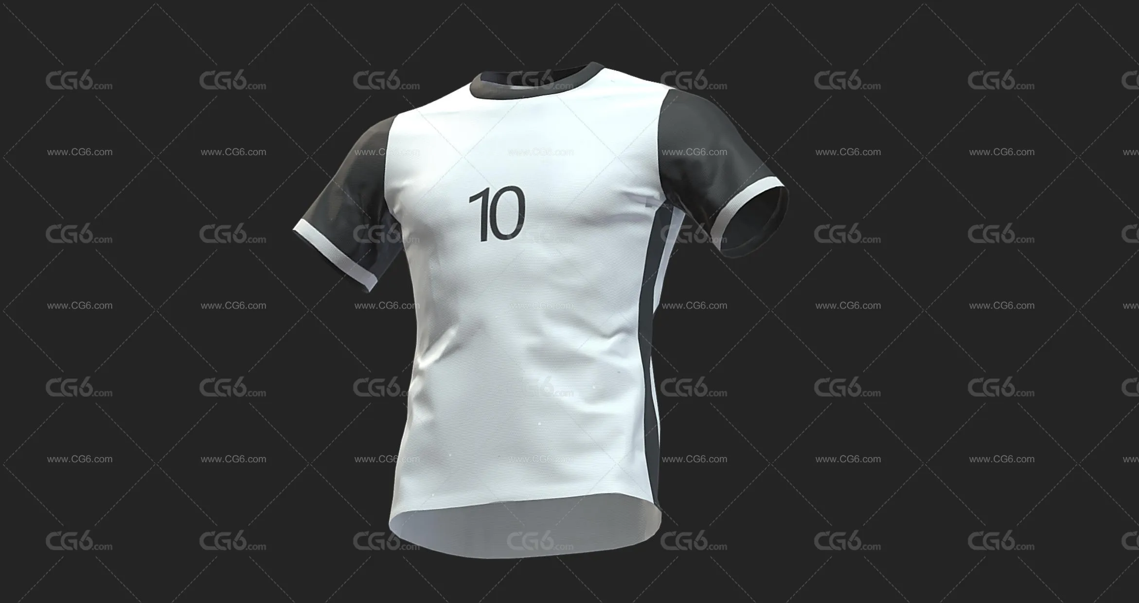 Low Poly低模T恤 运动衫 足球 T 恤 足球衣 足球服装 10号球衣3D模型-2