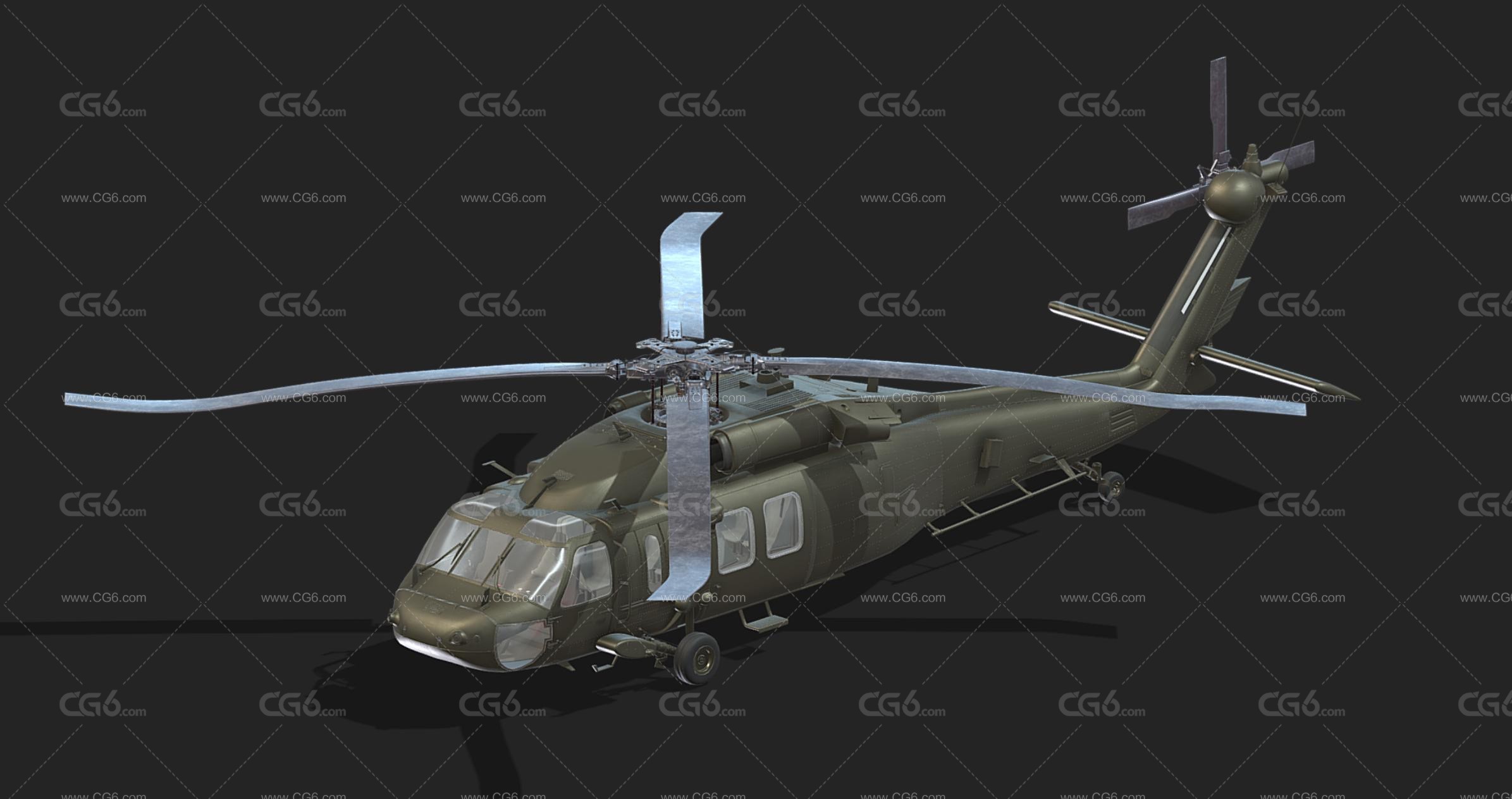 UH-60西科斯基直升机 Black Hawk 黑鹰 直升机 军用直升机3D模型-1