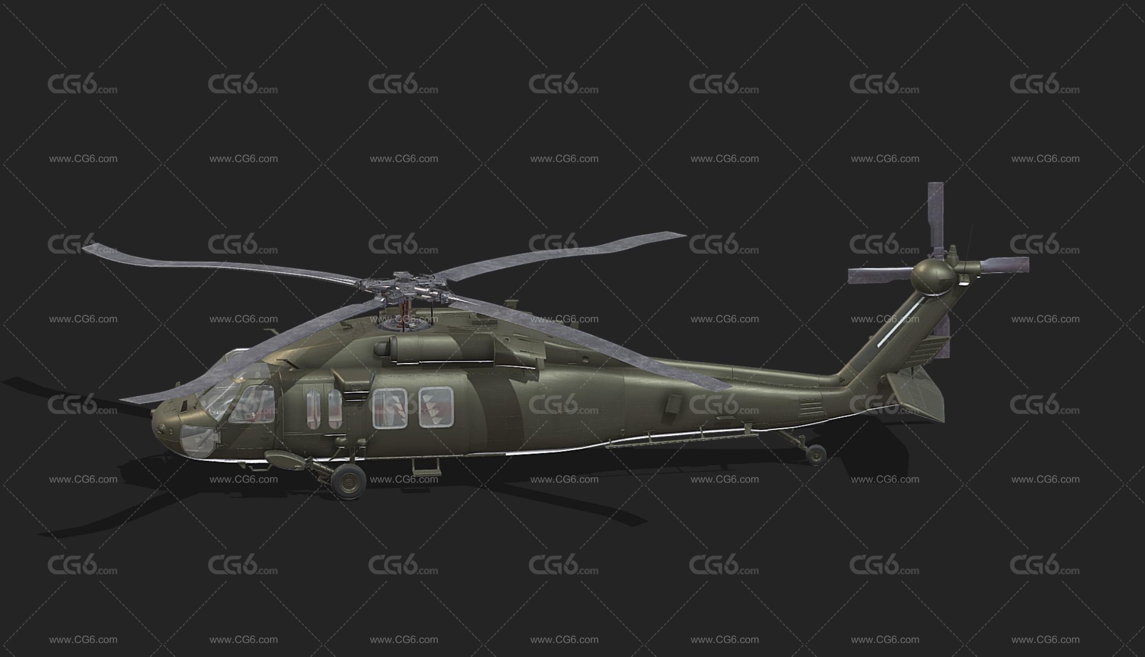 UH-60西科斯基直升机 Black Hawk 黑鹰 直升机 军用直升机3D模型-2