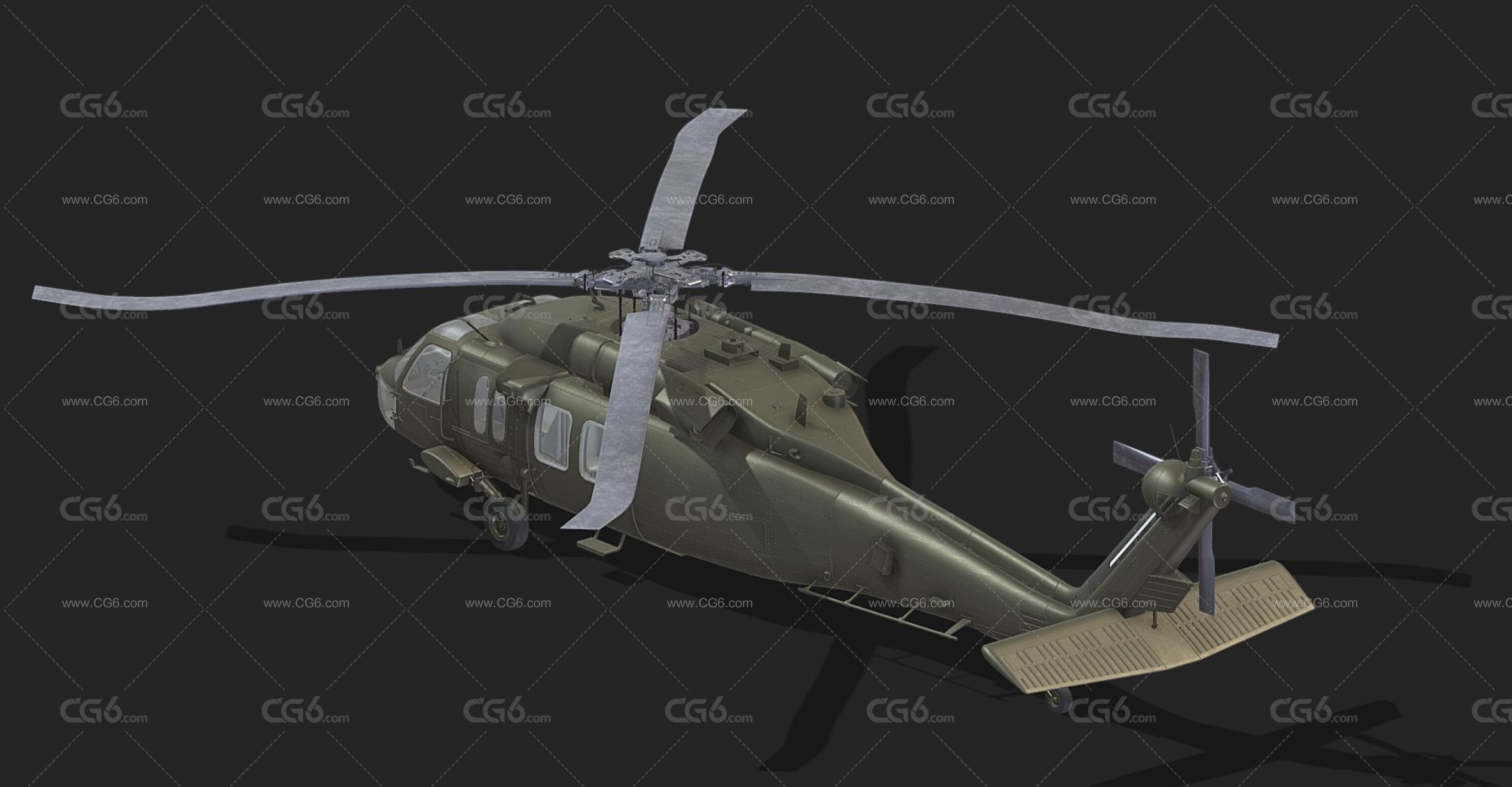 UH-60西科斯基直升机 Black Hawk 黑鹰 直升机 军用直升机3D模型-3