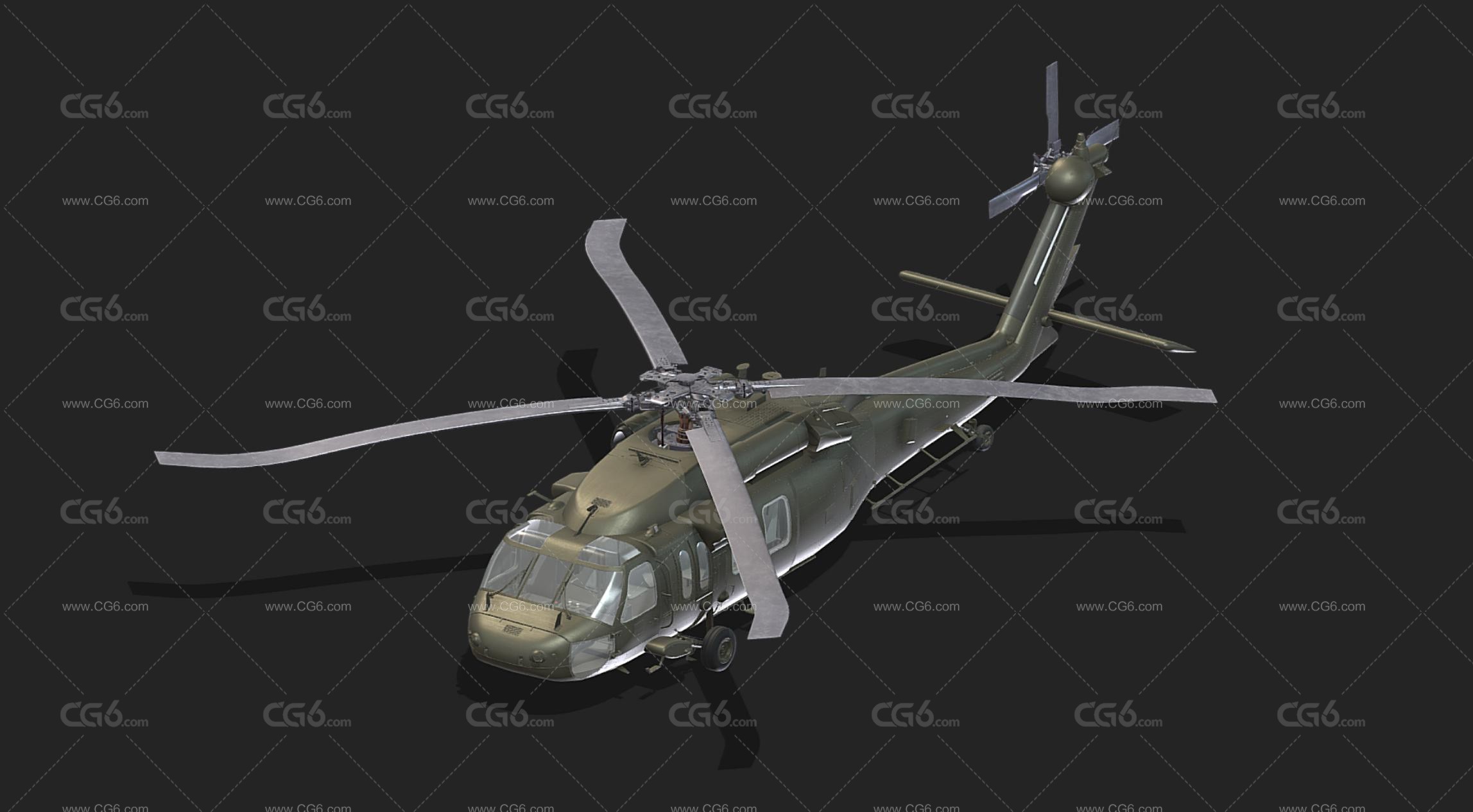 UH-60西科斯基直升机 Black Hawk 黑鹰 直升机 军用直升机3D模型-4