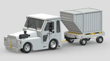 TUG机场货运牵引车 托运车 航母牵引车 航母拖车 飞机拖车 机场货物运输车 3D模型