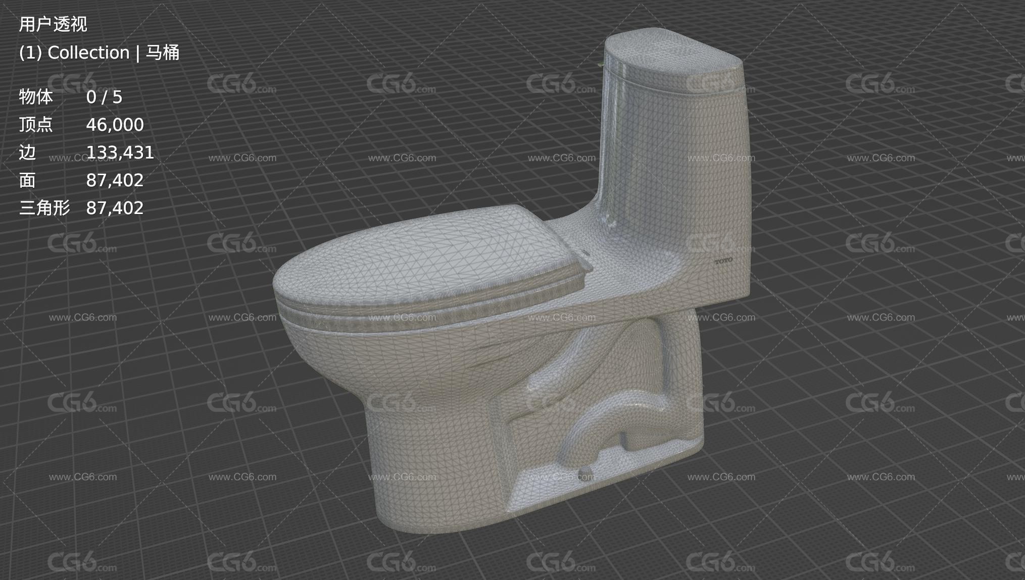 ToTo马桶 陶瓷马桶 洗手间马桶 坐便器 家用厕所马桶 抽水马桶3D模型-6