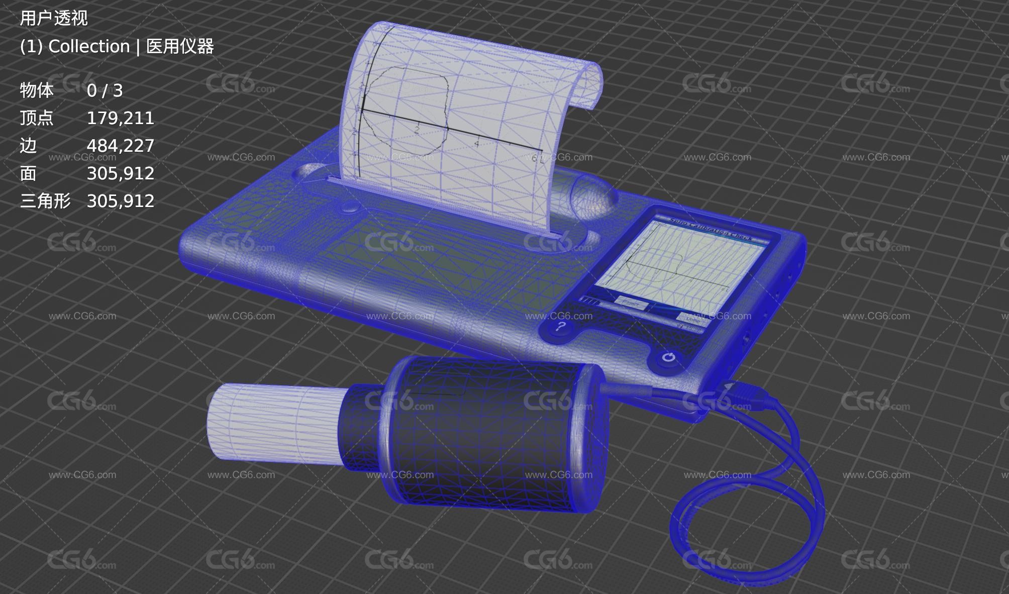 医用肺活量测试仪 医用仪器 血压仪3D模型-7