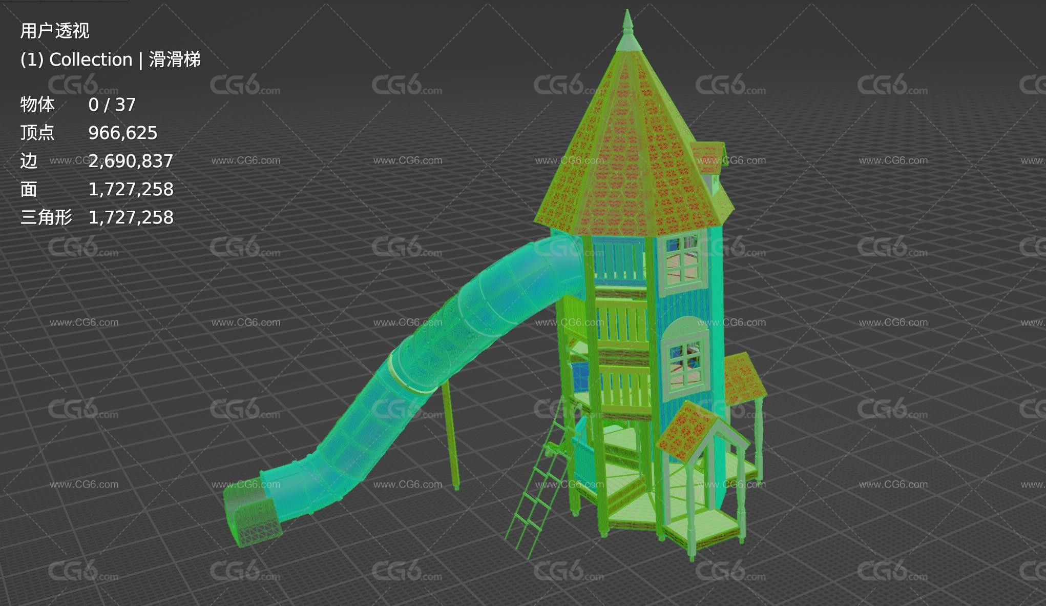 儿童滑梯 儿童游乐设施 游乐设备3D模型-6