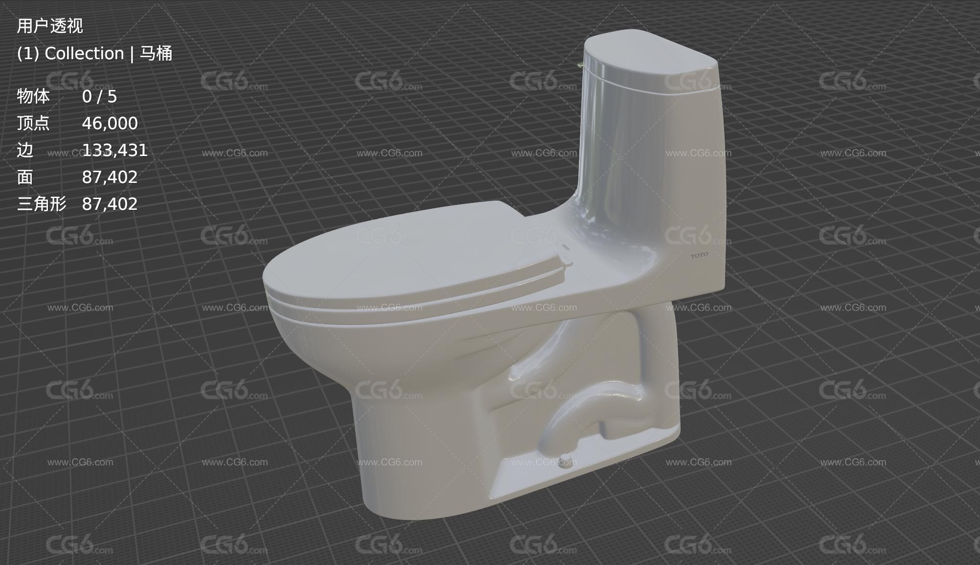 ToTo马桶 陶瓷马桶 洗手间马桶 坐便器 家用厕所马桶 抽水马桶3D模型-5