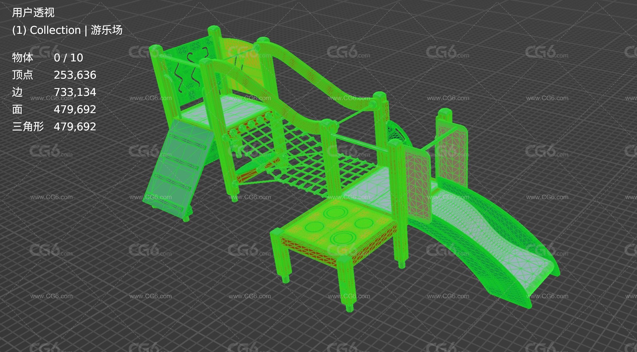 儿童滑梯 大型滑梯 儿童乐园 滑滑梯 儿童游乐园设施3D模型-6