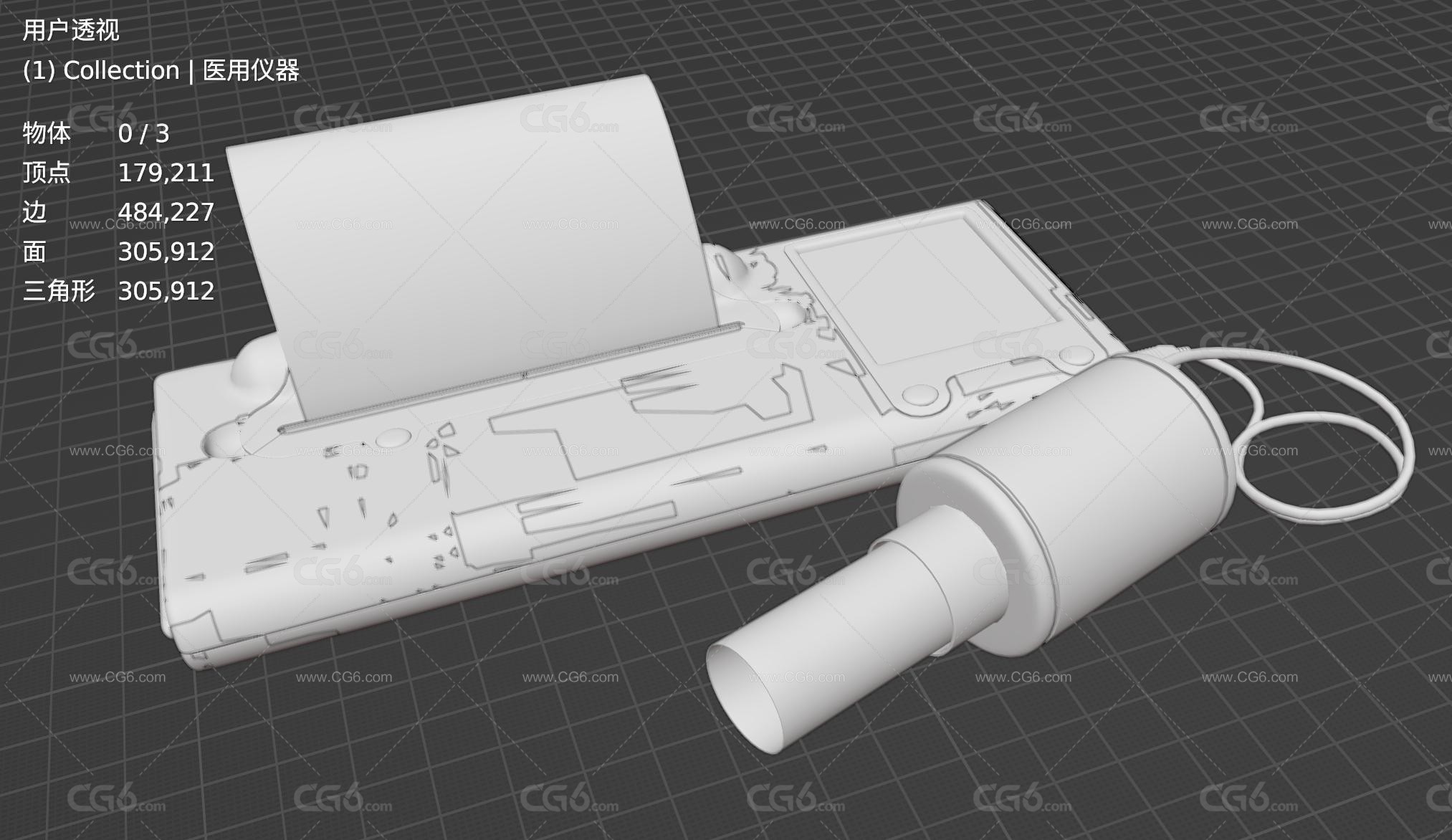 医用肺活量测试仪 医用仪器 血压仪3D模型-5