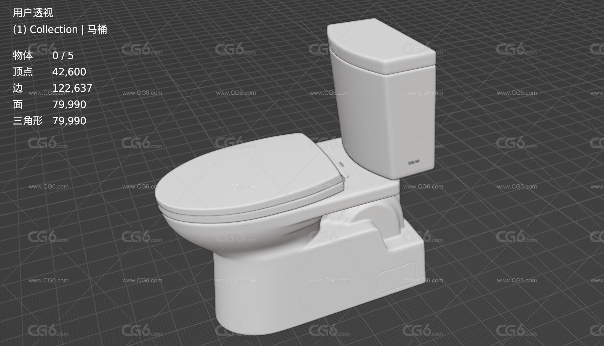 ToTo马桶 陶瓷马桶 洗手间马桶 坐便器 家用厕所马桶 抽水马桶3D模型-4