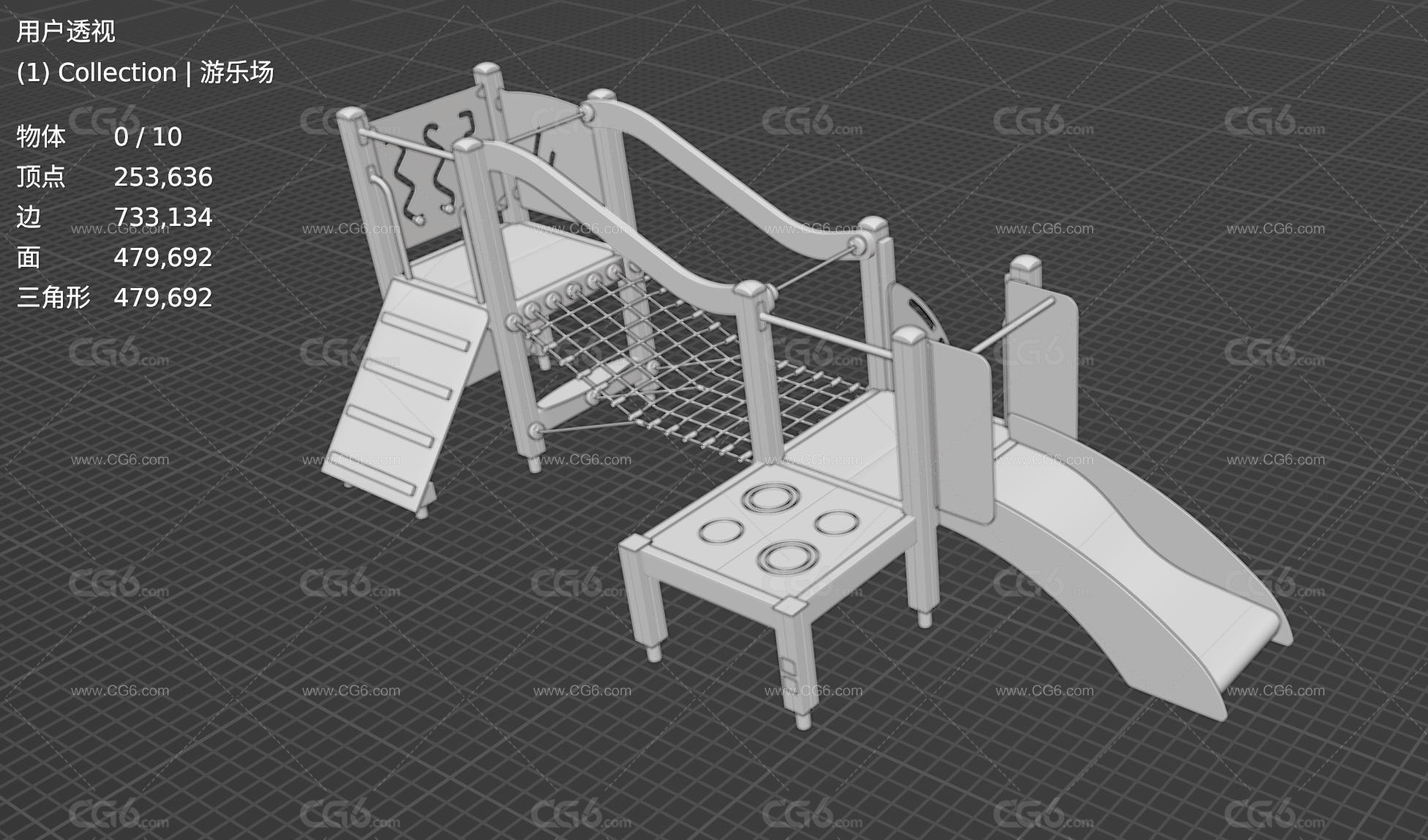 儿童滑梯 大型滑梯 儿童乐园 滑滑梯 儿童游乐园设施3D模型-5