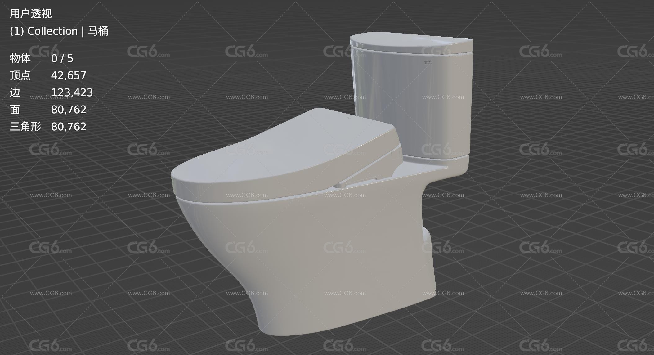 ToTo马桶 陶瓷马桶 洗手间马桶 坐便器 家用厕所马桶 抽水马桶3D模型-5