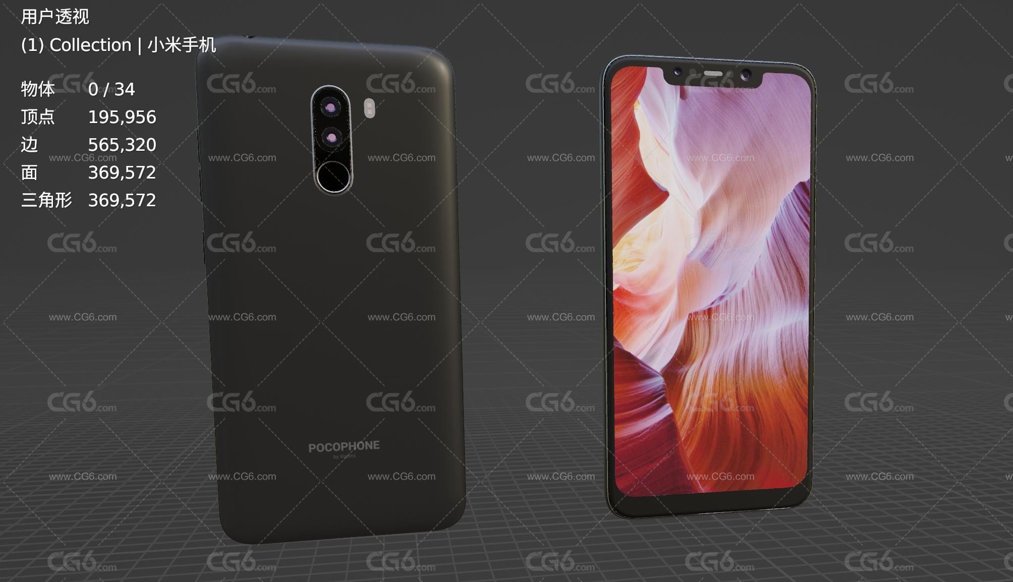 小米手机 poco手机 智能手机 大屏手机 安卓手机 Xiaomi Pocophone F1手机3D模型-5