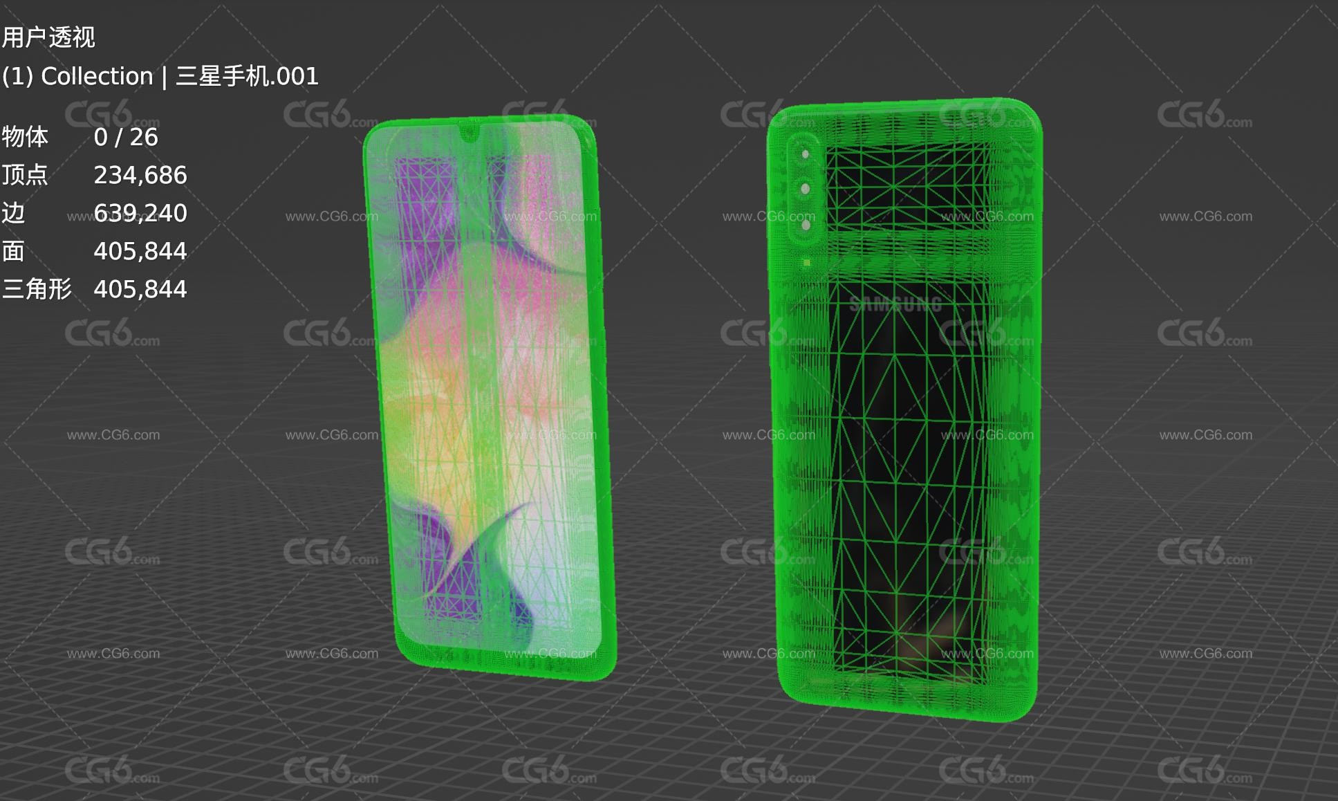 三星手机 全面屏手机 智能手机 大屏手机 三星A50手机 Samsung Galaxy手机3D模型-5