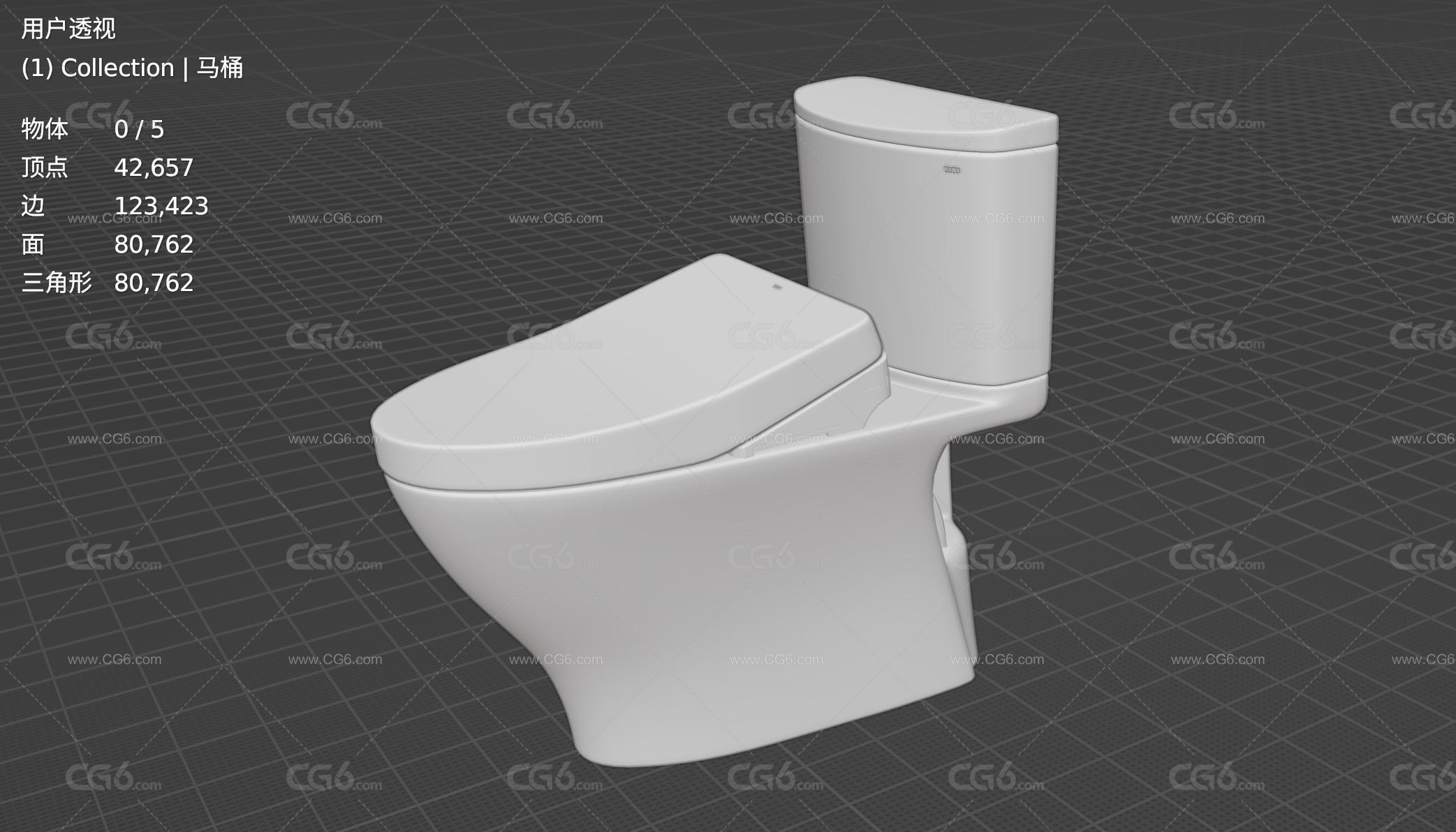 ToTo马桶 陶瓷马桶 洗手间马桶 坐便器 家用厕所马桶 抽水马桶3D模型-4