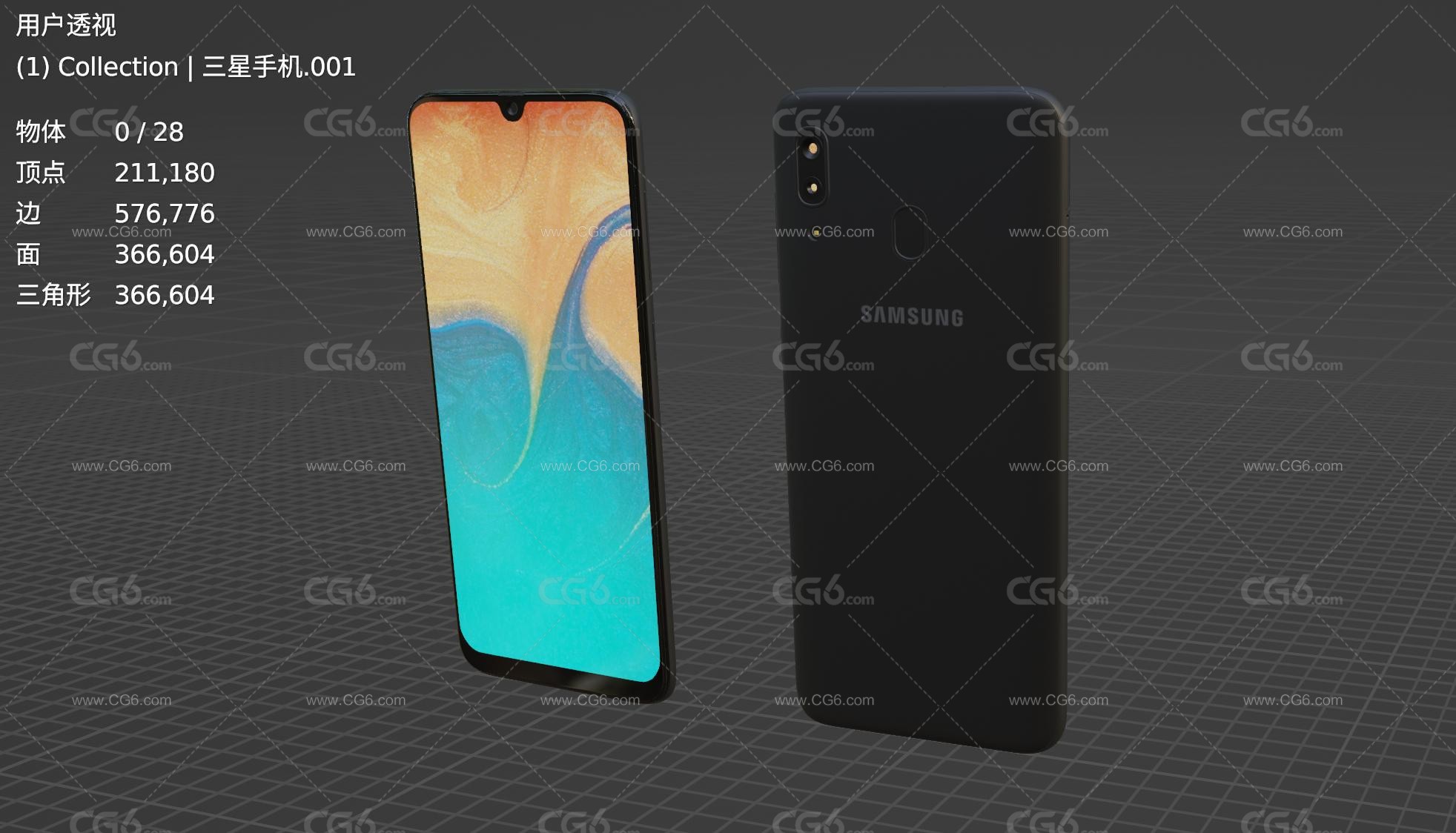 三星手机 全面屏手机 智能手机 大屏手机 三星A30手机 Samsung Galaxy手机3D模型-4