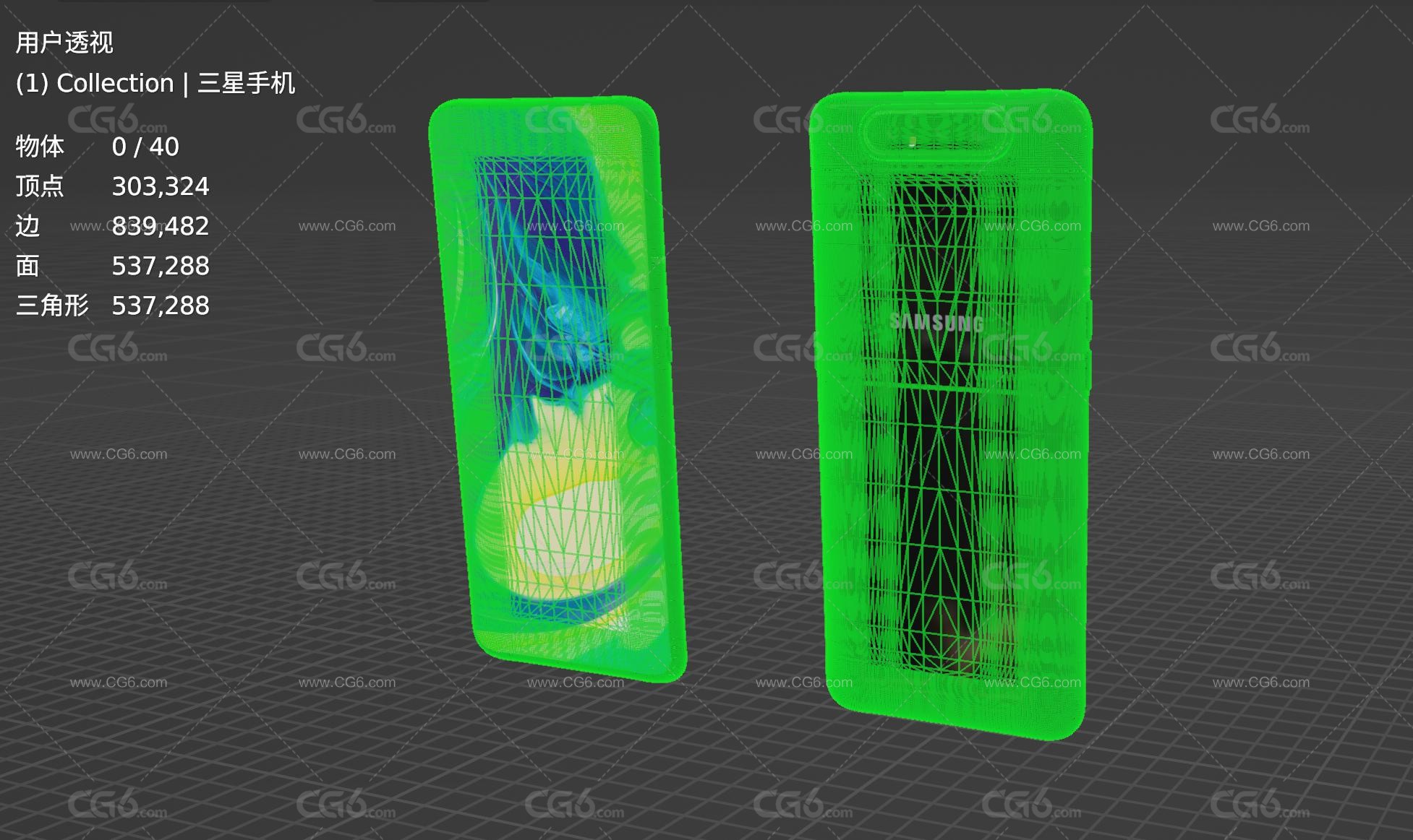 三星手机 全面屏手机 智能手机 大屏手机 三星A80手机 Samsung Galaxy手机3D模型-5