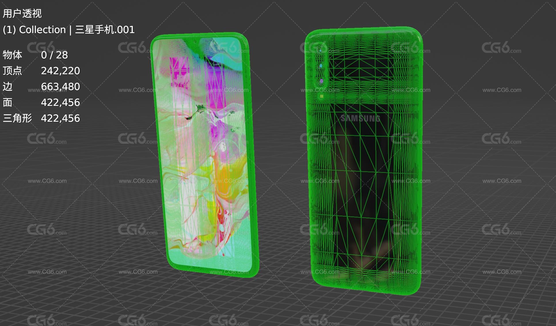 三星手机 全面屏手机 智能手机 大屏手机 三星A70手机 Samsung Galaxy手机3D模型-5