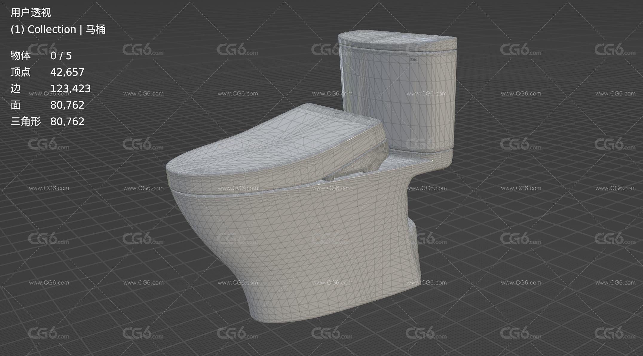 ToTo马桶 陶瓷马桶 洗手间马桶 坐便器 家用厕所马桶 抽水马桶3D模型-6