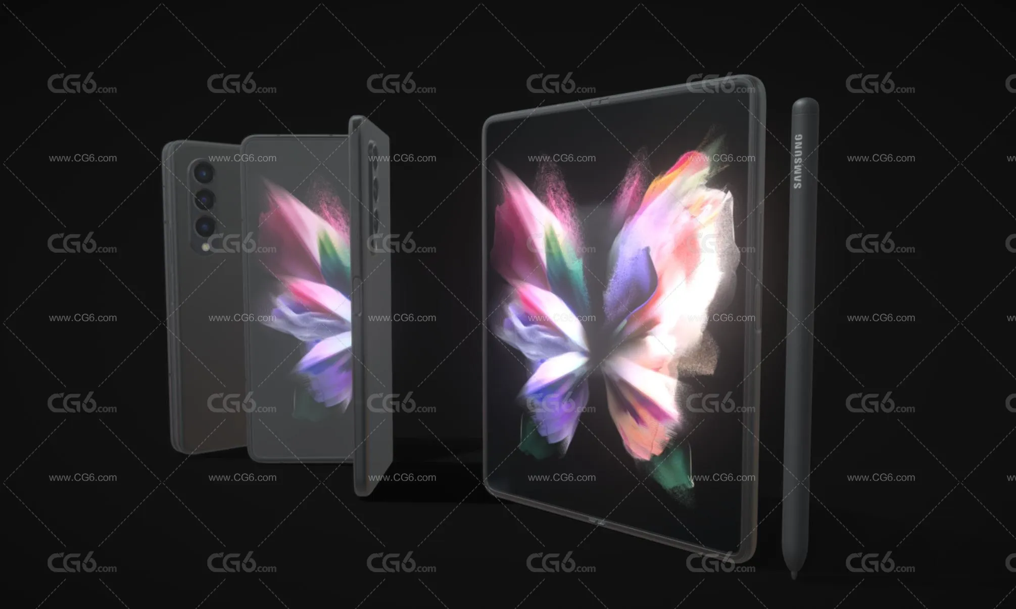 三星手机 折叠屏手机 智能手机 大屏手机 三星翻转手机 Samsung Galaxy Z手机3D模型-4
