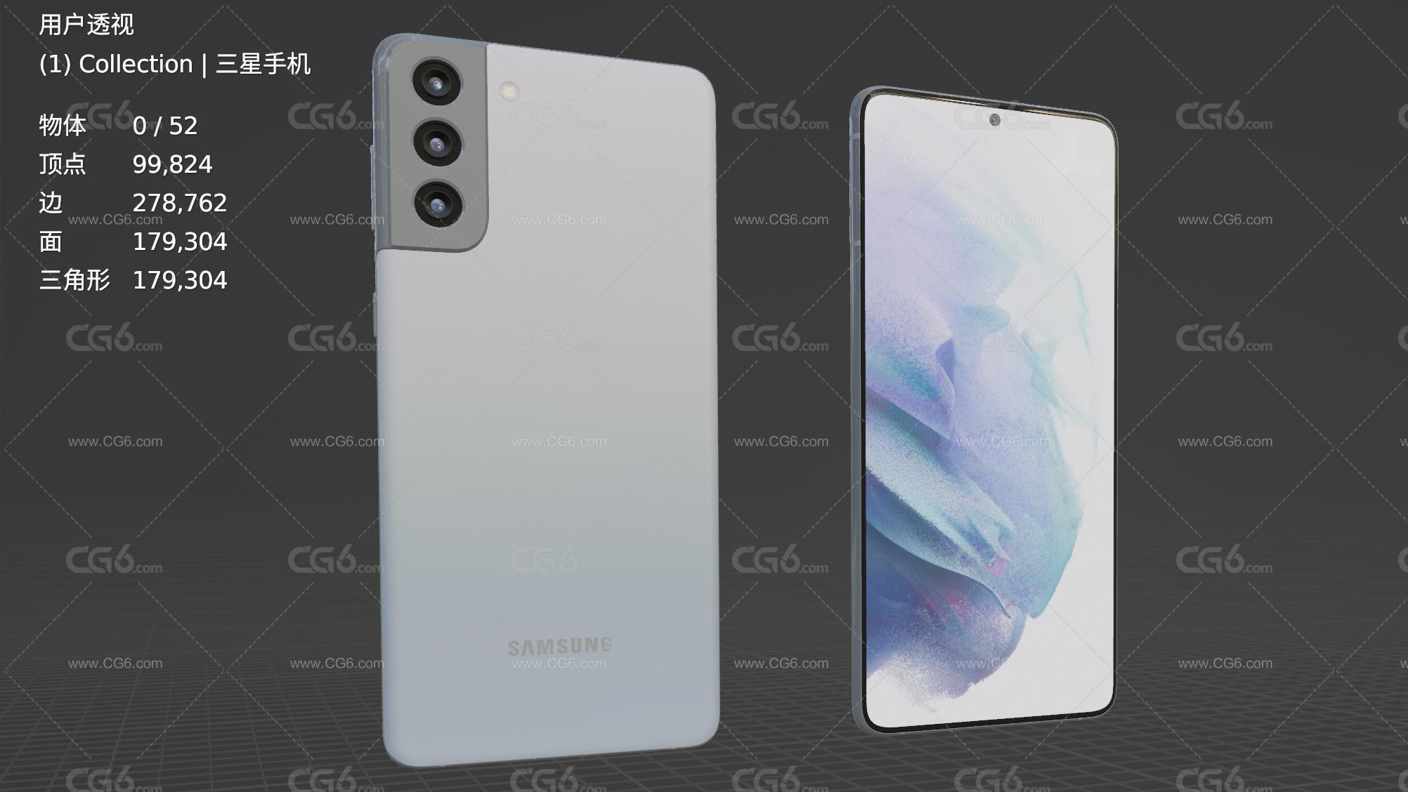 三星手机 智能手机 全面屏大屏手机 三星S21 Plus手机 Samsung Galaxy手机3D模型-6