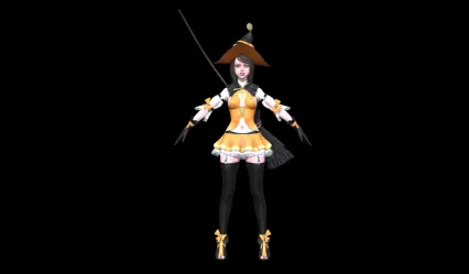 PBR材质女巫 美少女魔法师 魔导师 女孩  巫师 巫术 美女 萝莉 魔法少女3D模型