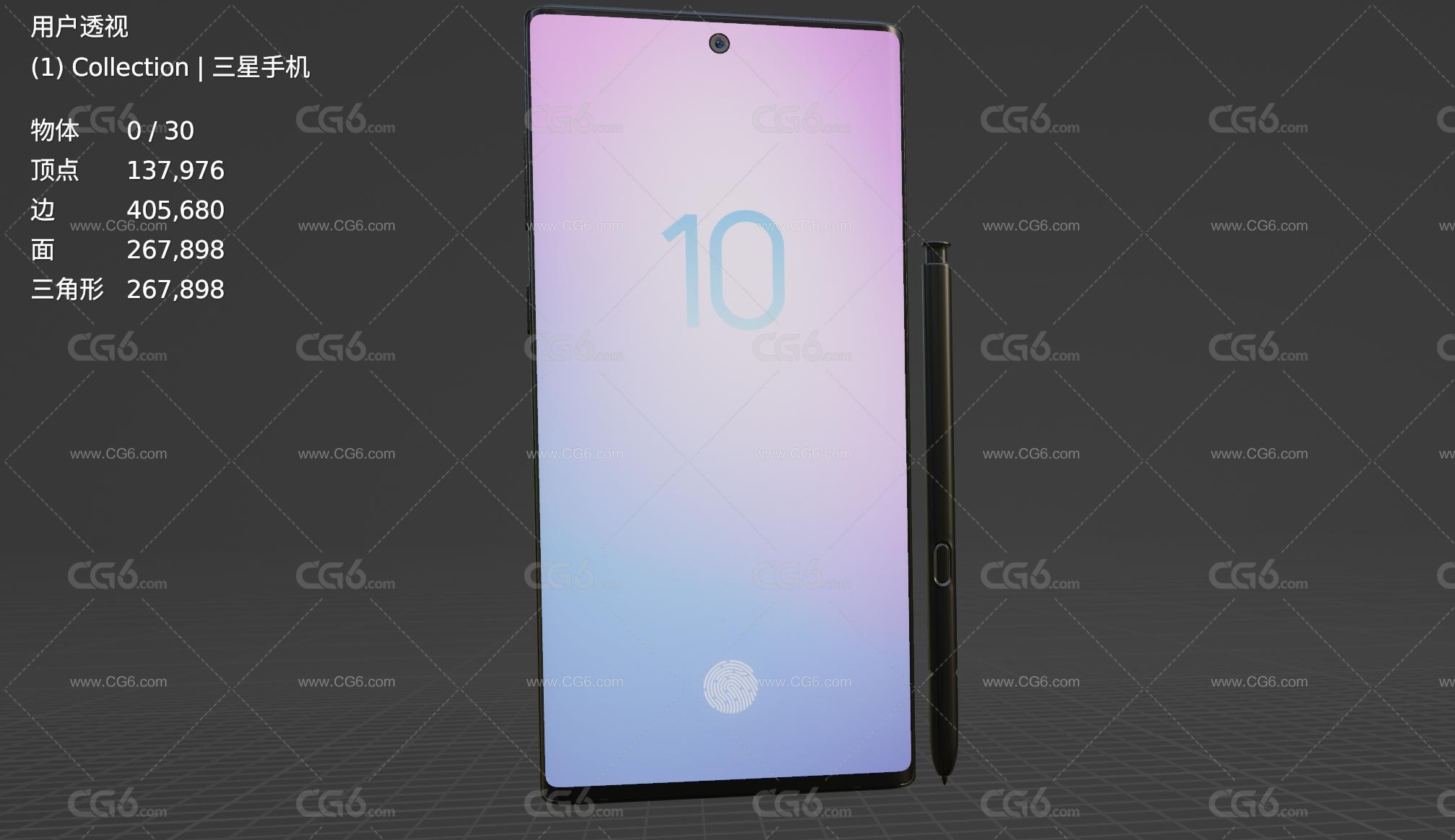 三星手机 智能手机 全面屏大屏手机 三星Note 10手机 Samsung Galaxy手机3D模型-5