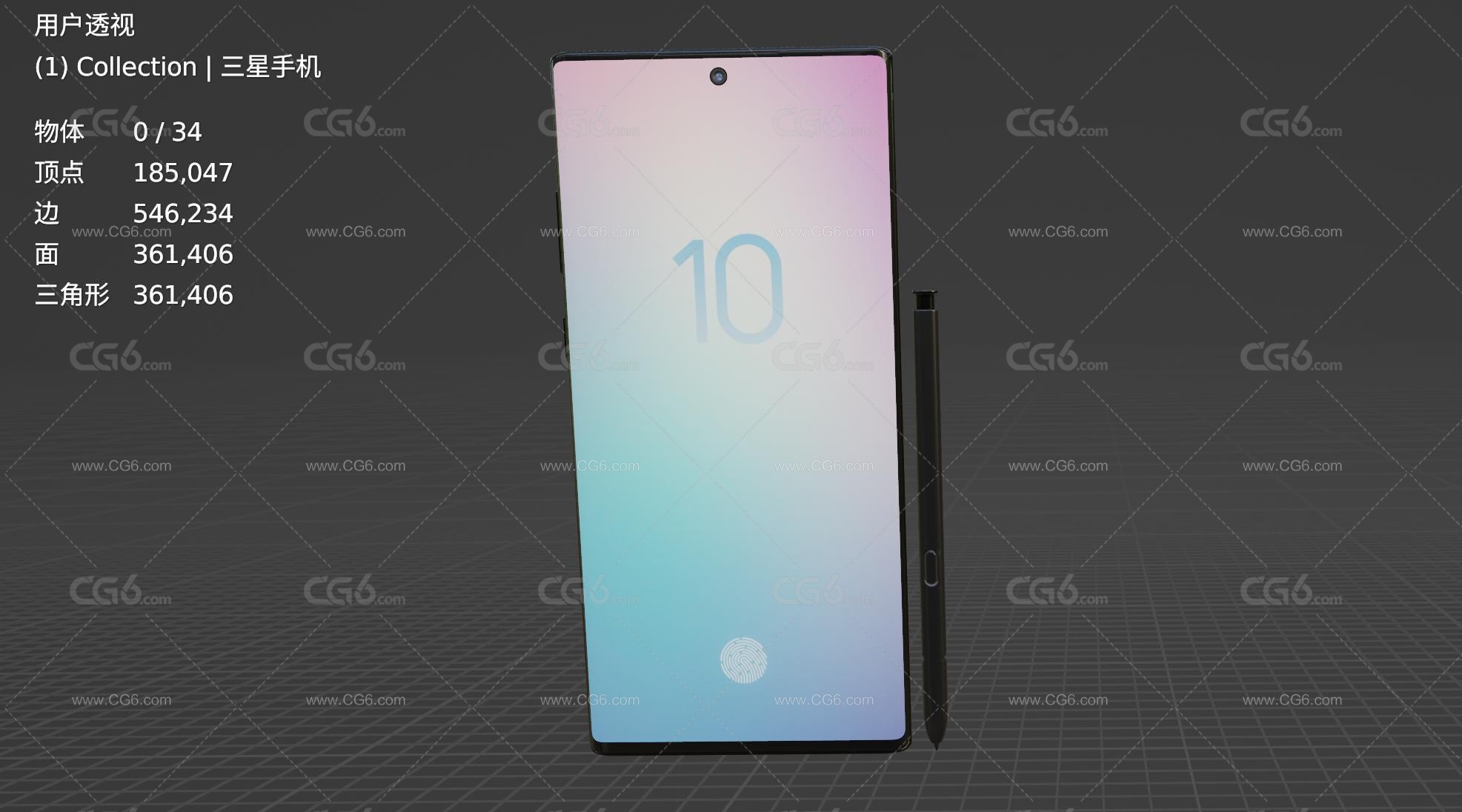 三星手机 智能手机 全面屏大屏手机 三星Note 10 Plus手机 Samsung Galaxy手机3D模型-5