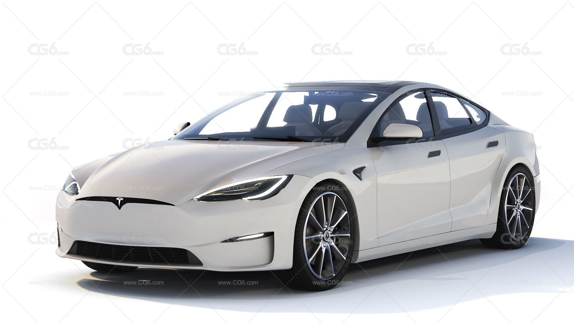 特斯拉2021款汽车 新能源汽车 Tesla Model S Plaid 2021电动车3D模型-1