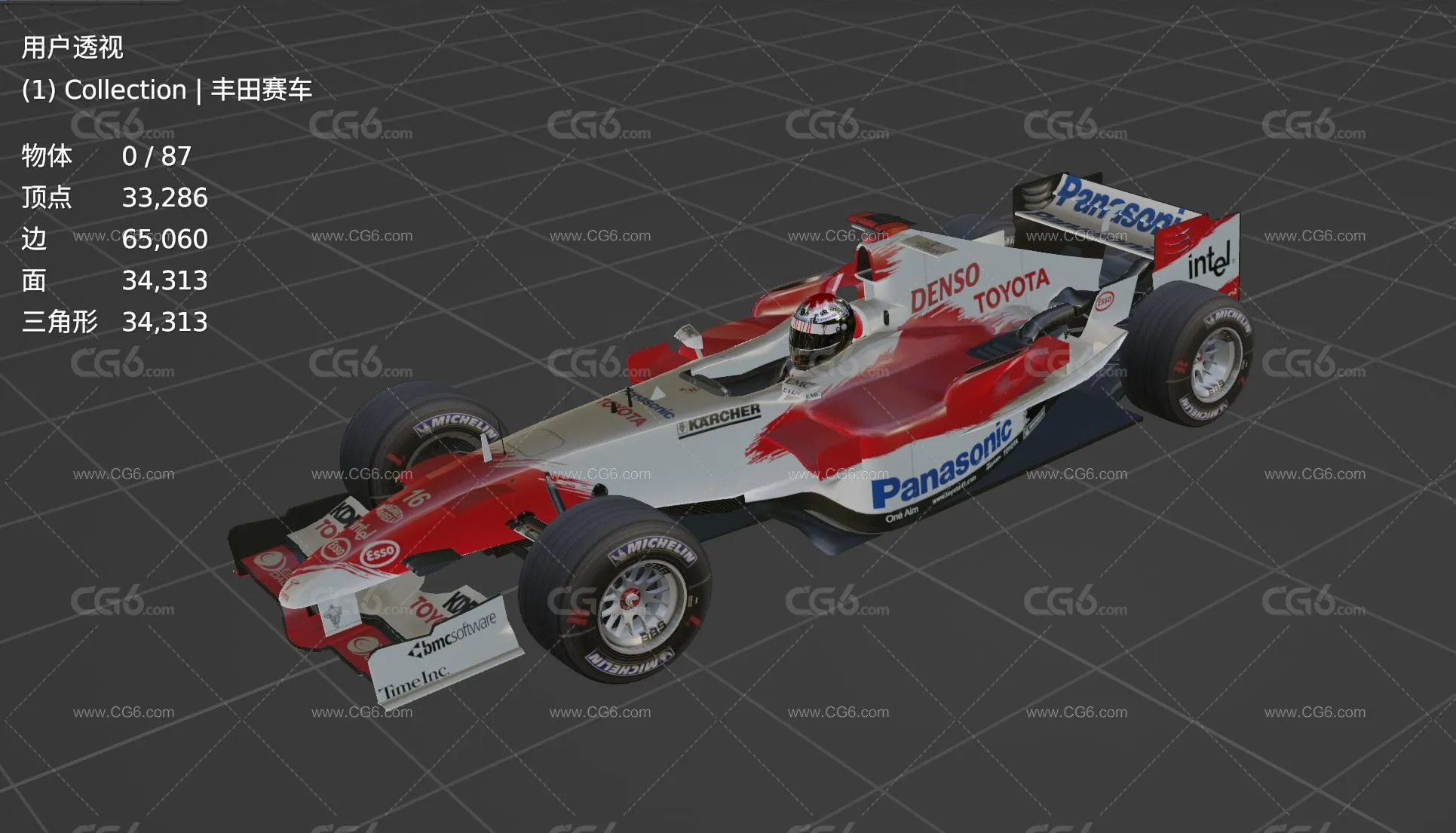 F1方程式赛车 F1电动汽车 电动F1赛车 F1赛车 跑车 一级方程式跑车 丰田TF105赛车3D模型-5