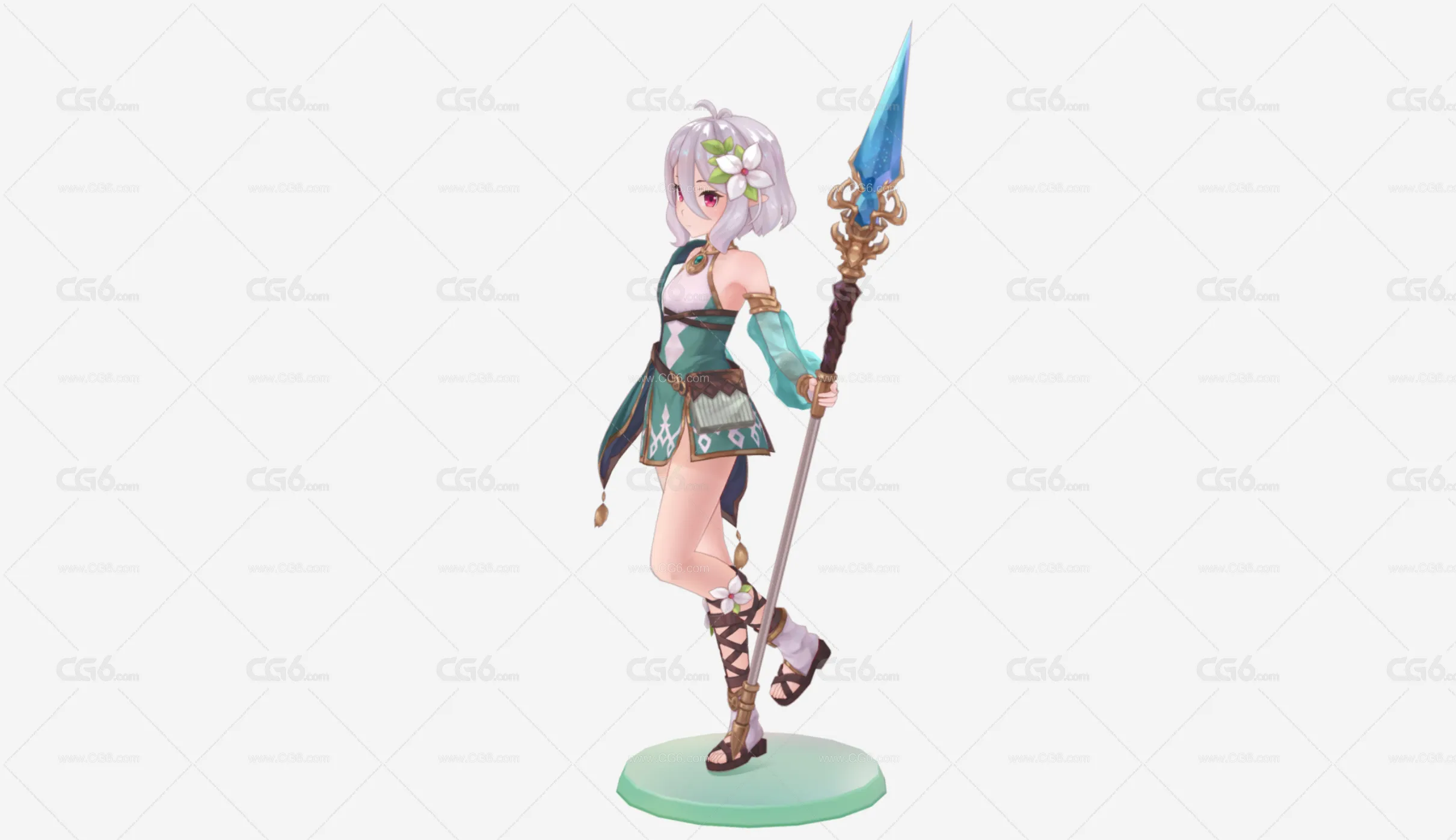 手绘二次元美女战士 魔法师 卡通Q版人物 小萝莉 大眼萌 动漫人物 公主连结 可可萝3D模型-2
