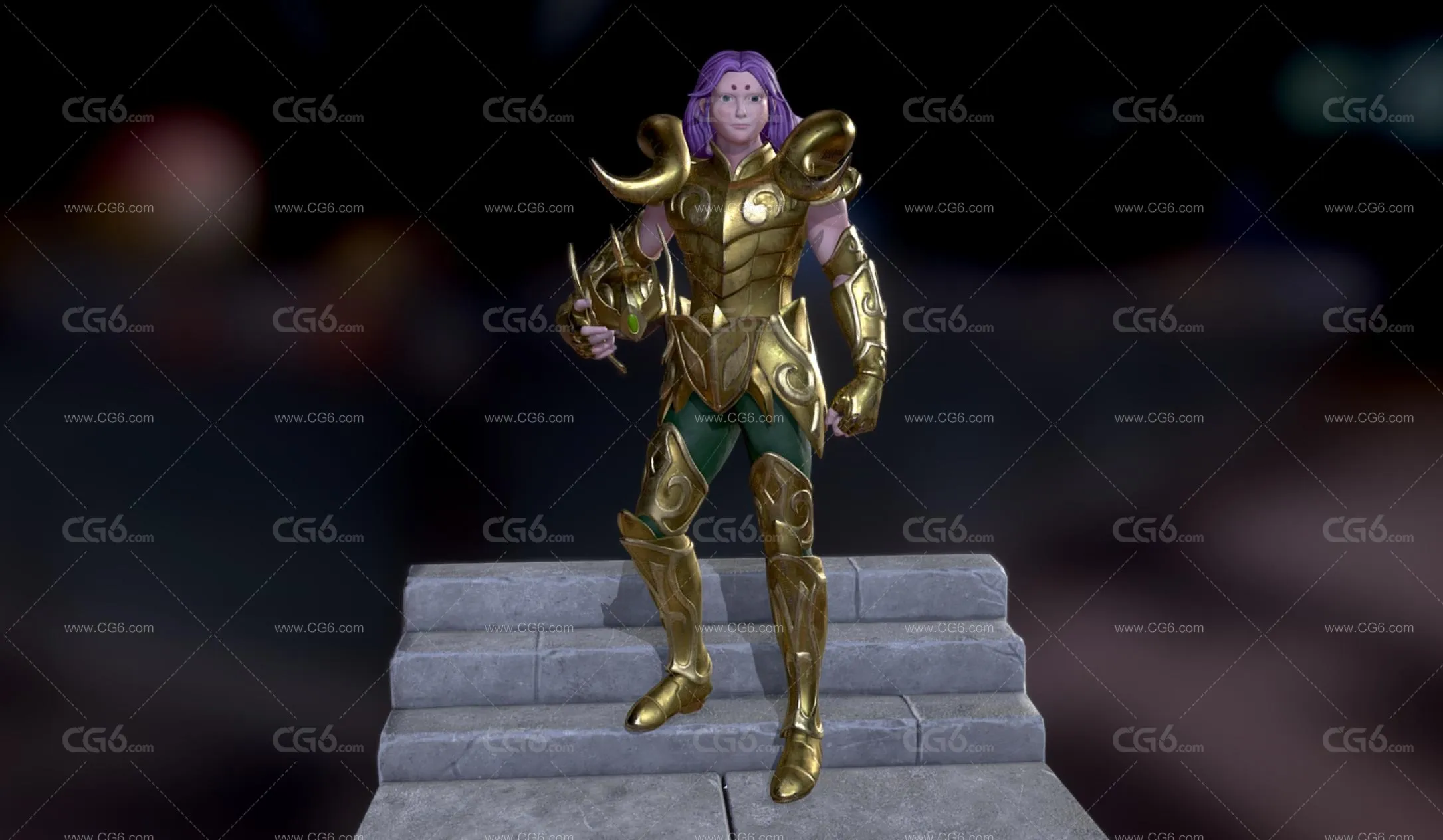 PBR次世代白羊座战士 黄金圣斗士 白羊座战士 武士3D模型-1