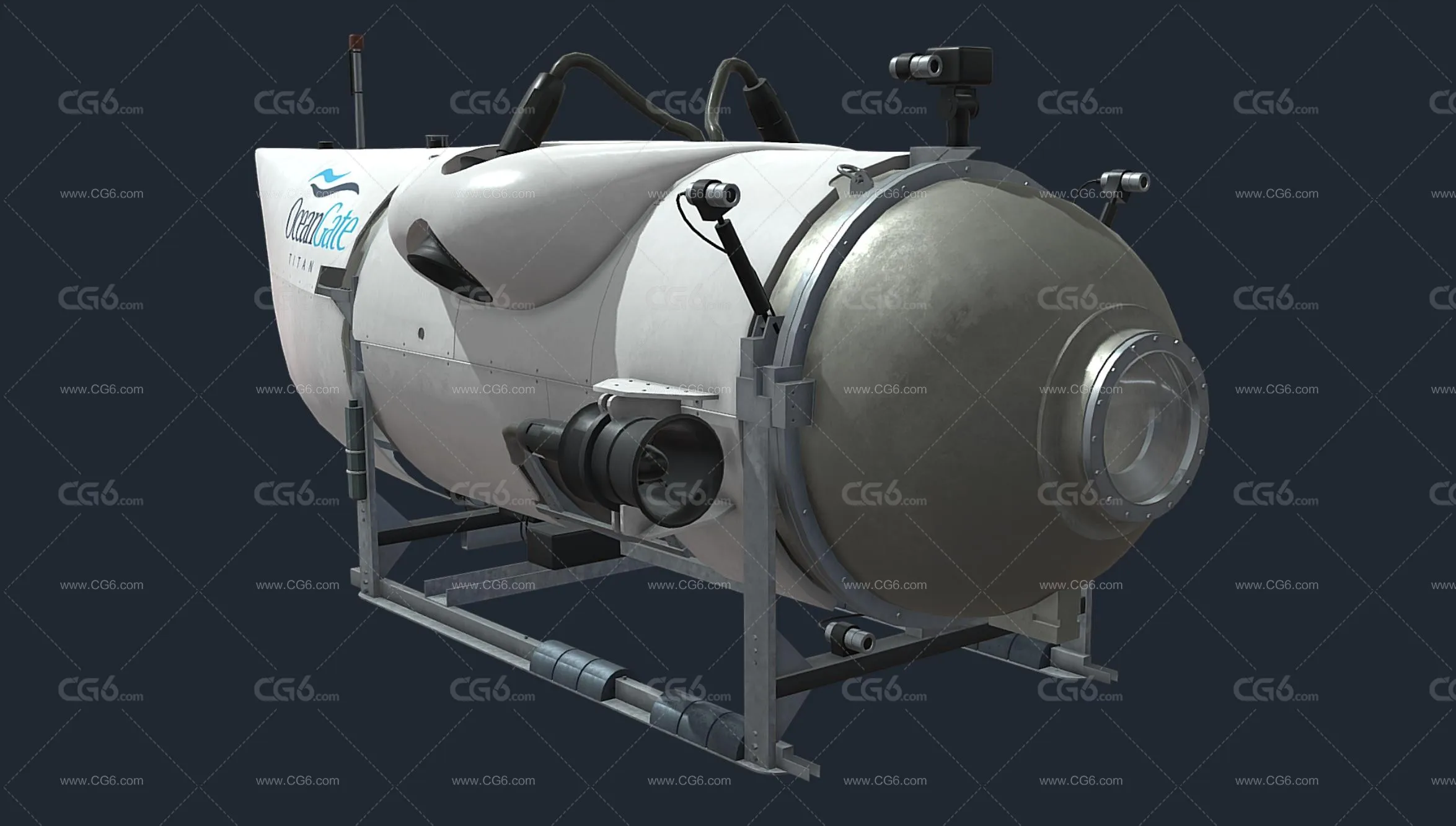 海洋之门泰坦潜水器 科技潜水器 潜艇 深海探测器 深潜器 海底探测器 深海潜航器3D模型-4