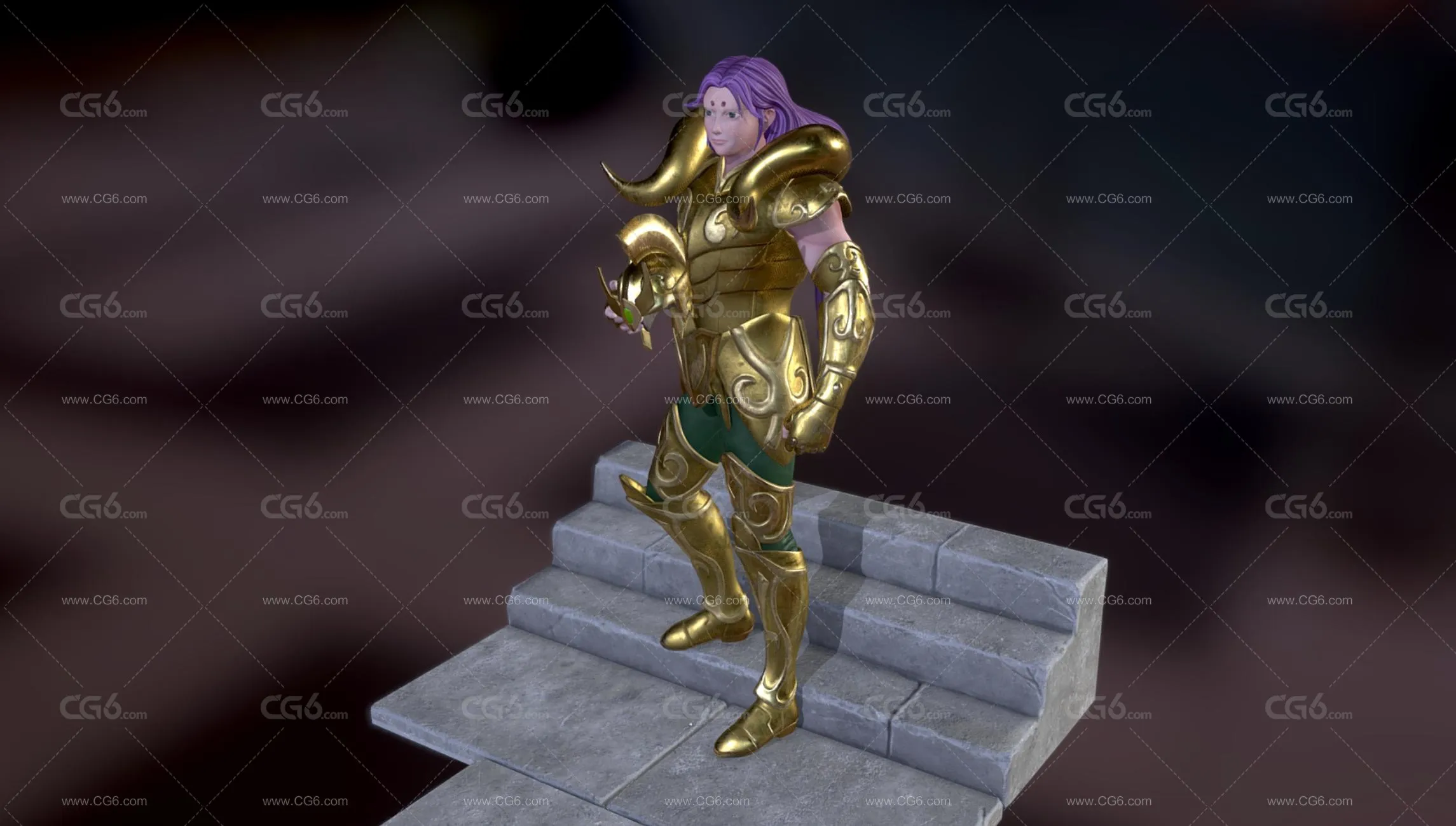 PBR次世代白羊座战士 黄金圣斗士 白羊座战士 武士3D模型-2