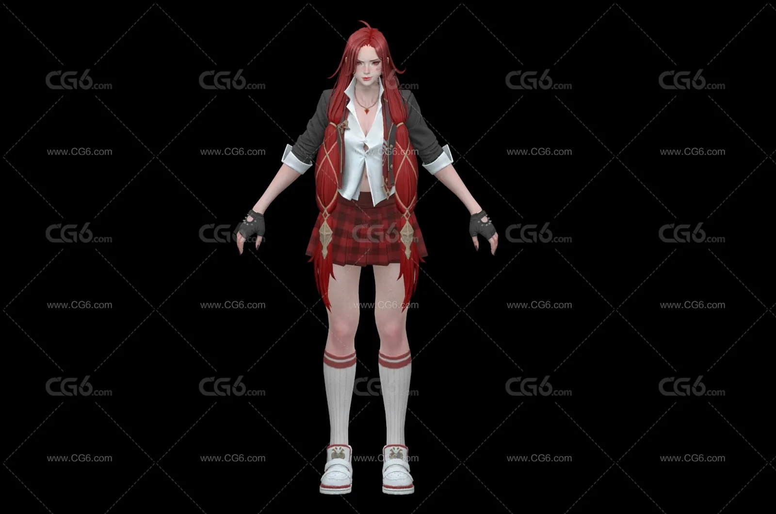 辣妹 学院风 女生  红发女郎  御姐 时尚女郎 红发美女 西方美女3D模型-2