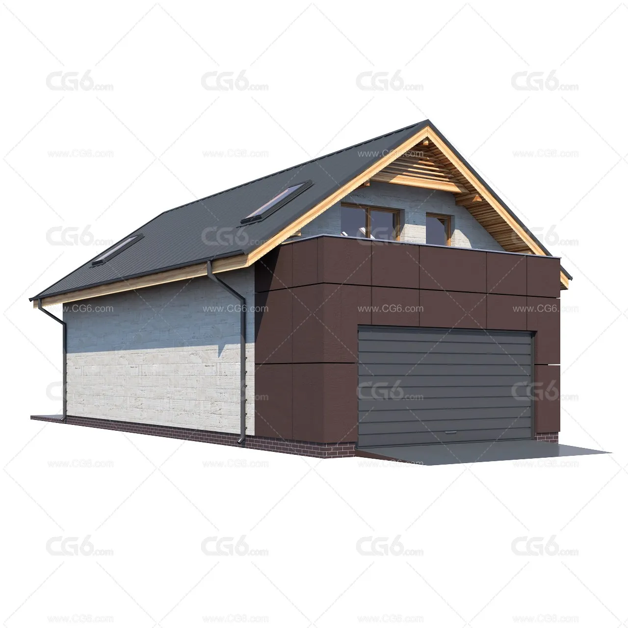 美式房屋 欧式建筑 民居 游戏房屋 欧式城镇 西方建筑 住宅 木板房 欧式房屋3D模型-5