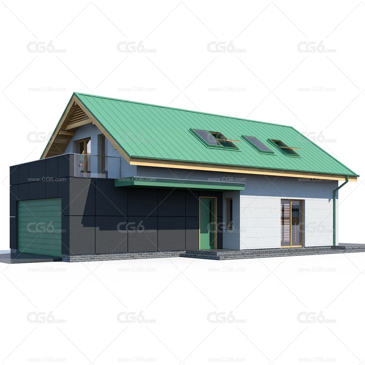 美式房屋 欧式建筑 民居 游戏房屋 欧式城镇 西方建筑 住宅 木板房 欧式房屋3D模型-2