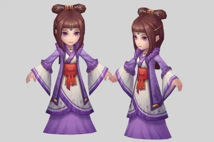 手游紫霞角色  小仙女  仙子 紫霞仙子 古装美女 富家小姐 古代美女3D模型