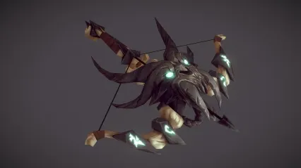 铁兽弩 野兽弓弩 兽人武器 魔兽弓弩 连弩 弓箭 远程武器3D模型