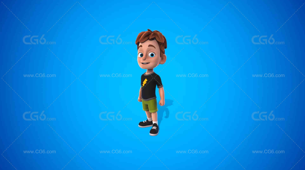 带绑定和动画的卡通小男孩 小孩子 小学生 卡通男孩 小英雄 Boy3D模型-4