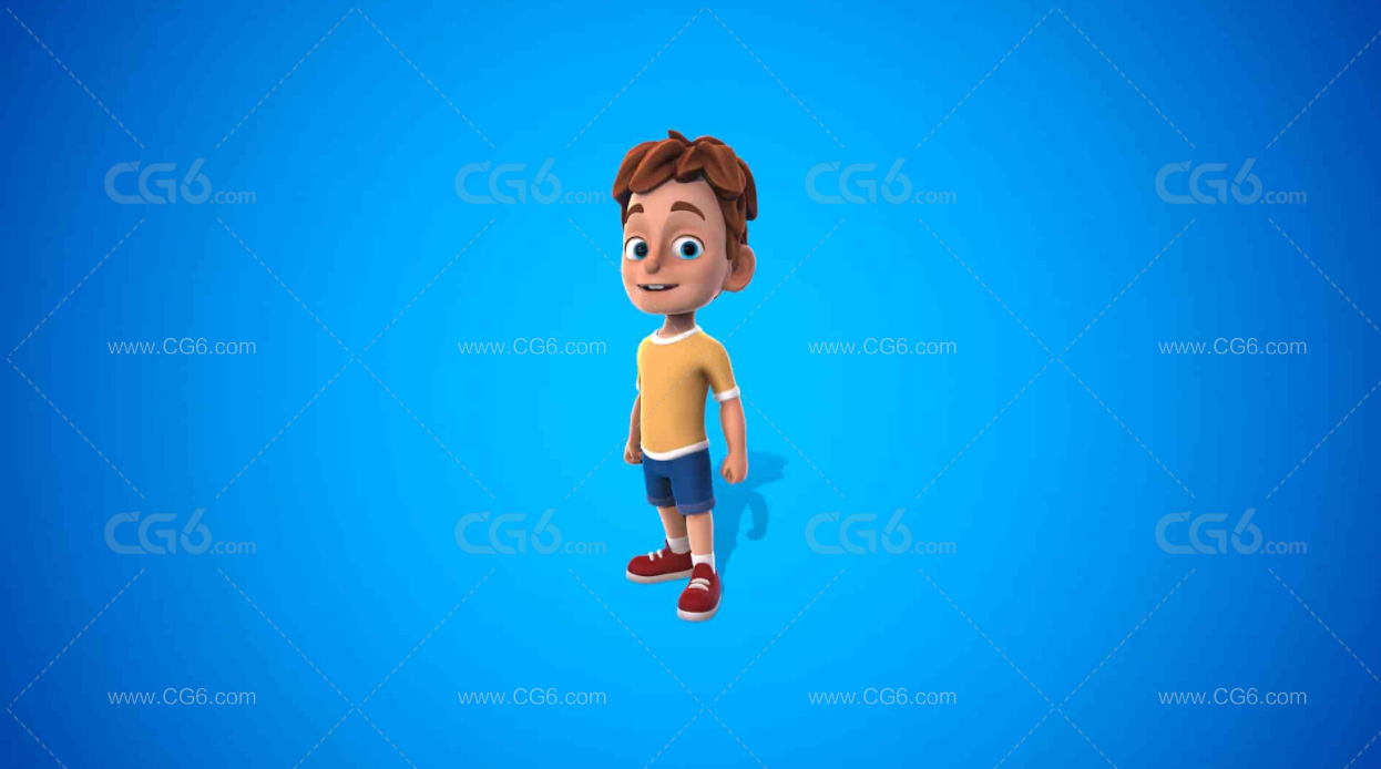 带绑定和动画的卡通小男孩 小孩子 小学生 卡通男孩 小英雄 Boy3D模型-5