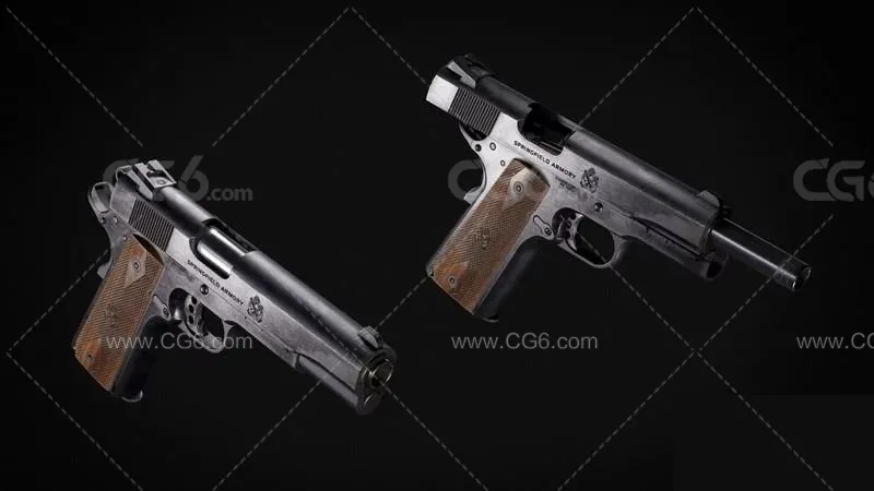 手枪 武器 PBR材质 枪械 次世代 M1911手枪 枪支 武器3D模型-1