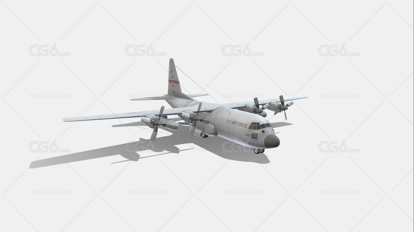 PBR次世代C-130军用货机 大型飞机 运输机 侦察机 C-130J 军用飞机 大型军用飞机3D模型-1