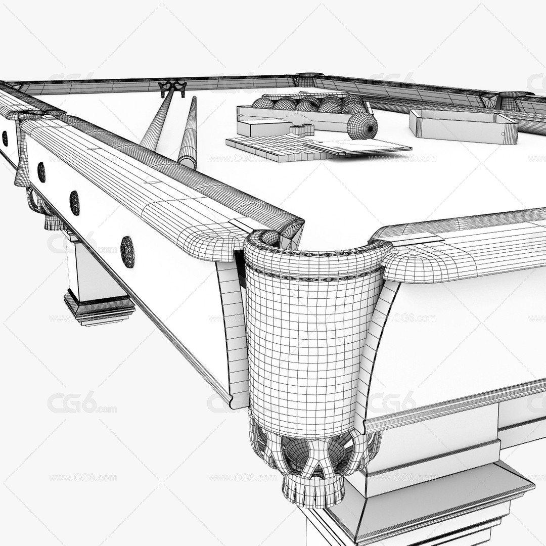高品质写实斯诺克球桌 台球桌 老式桌球 欧式桌球 豪华桌球 老式台球桌3D模型-4