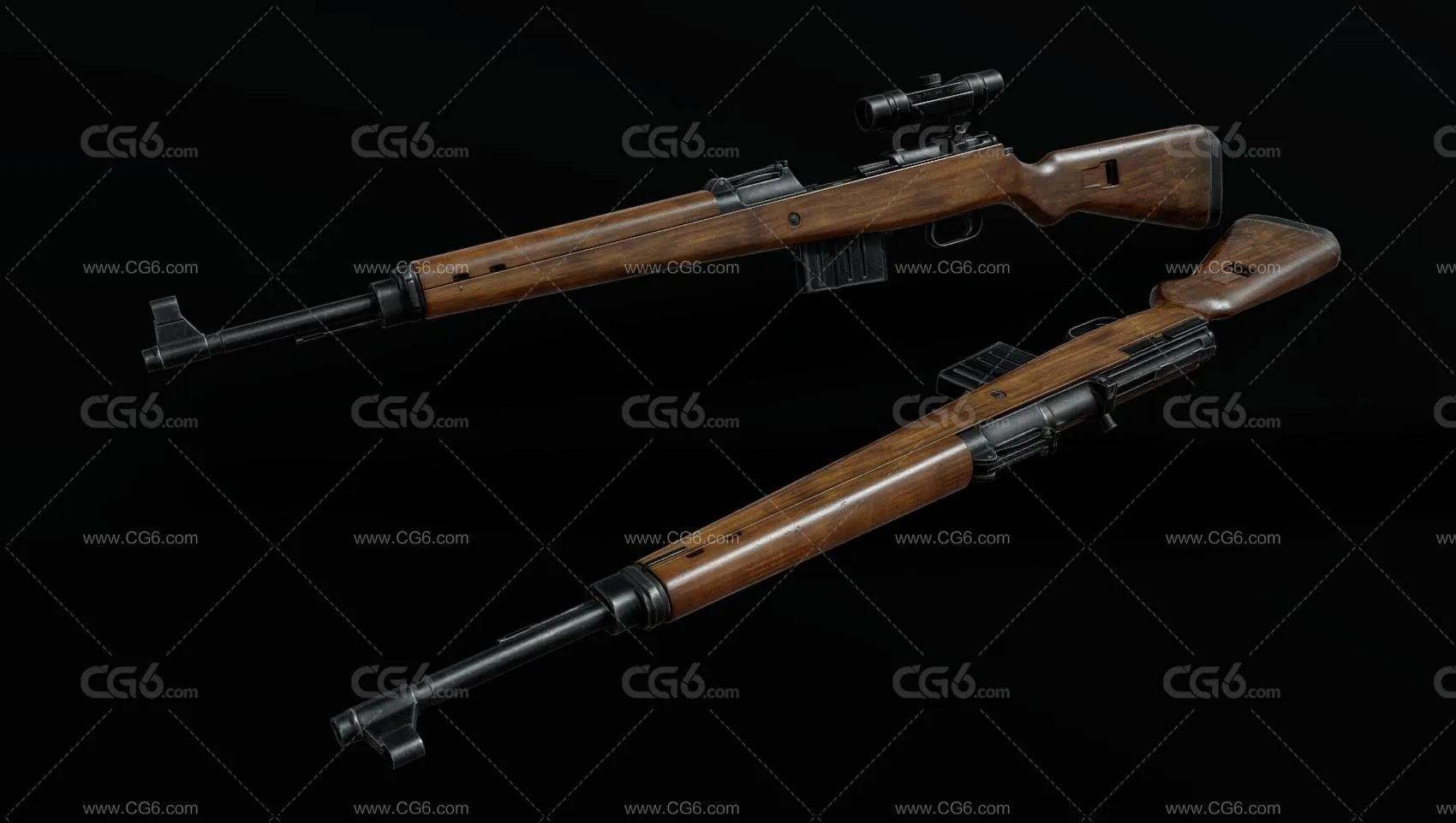 PBR次世代德国G43自动步枪 二战枪械  连发步枪 现代武器 二战武器 狙击枪 军用武器 狙击步枪3D模型-3