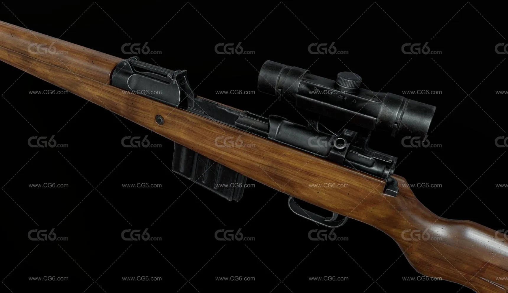 PBR次世代德国G43自动步枪 二战枪械  连发步枪 现代武器 二战武器 狙击枪 军用武器 狙击步枪3D模型-4